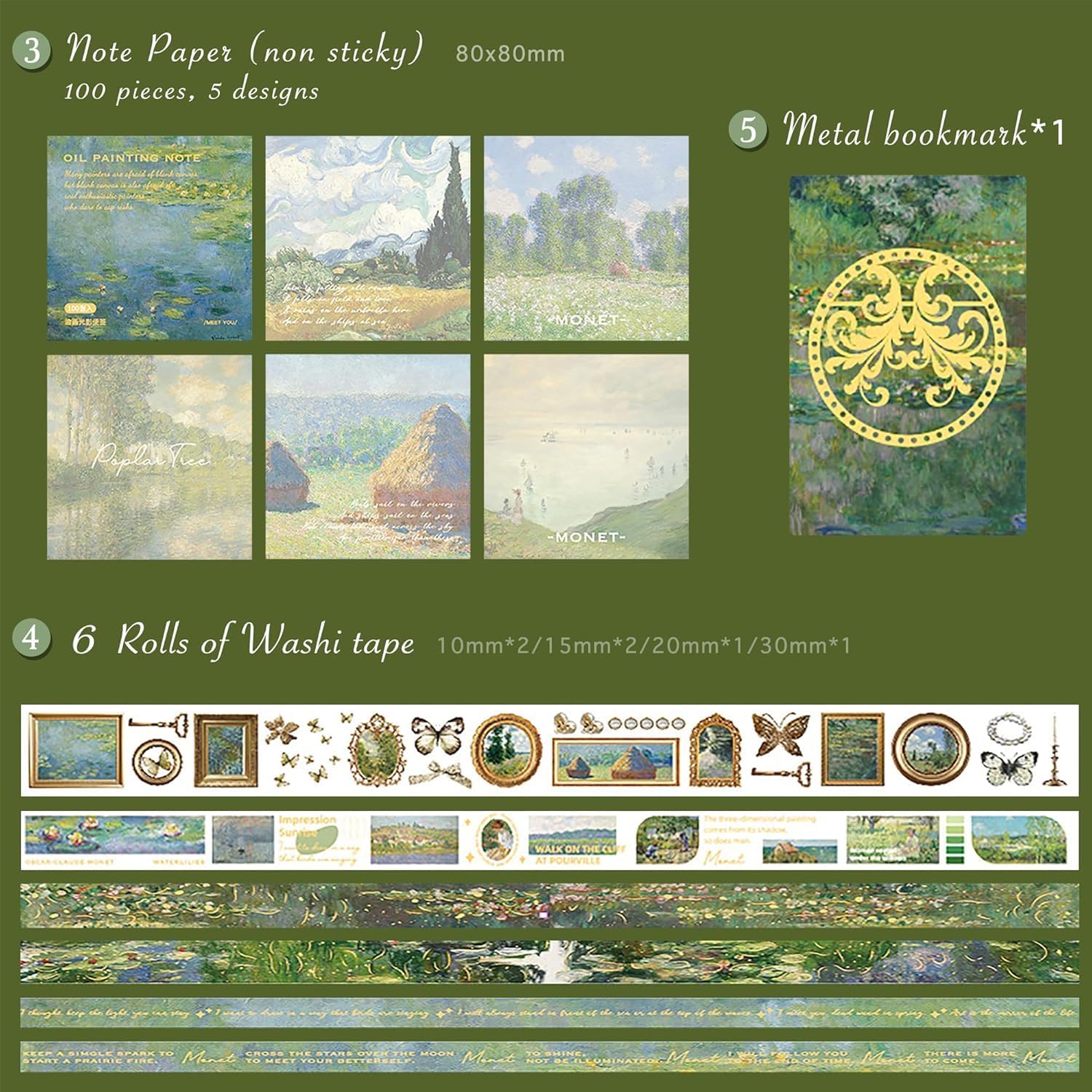 PLUSPOINT Vintage Aesthetic Paper Scrapbook Kit with 346 Pcs Complete Scrapbooking Supplies Set Featuring Bullet Junk Journal | A6 Grid Notebook | Elegant Stationery in Charming Green Stickers 1