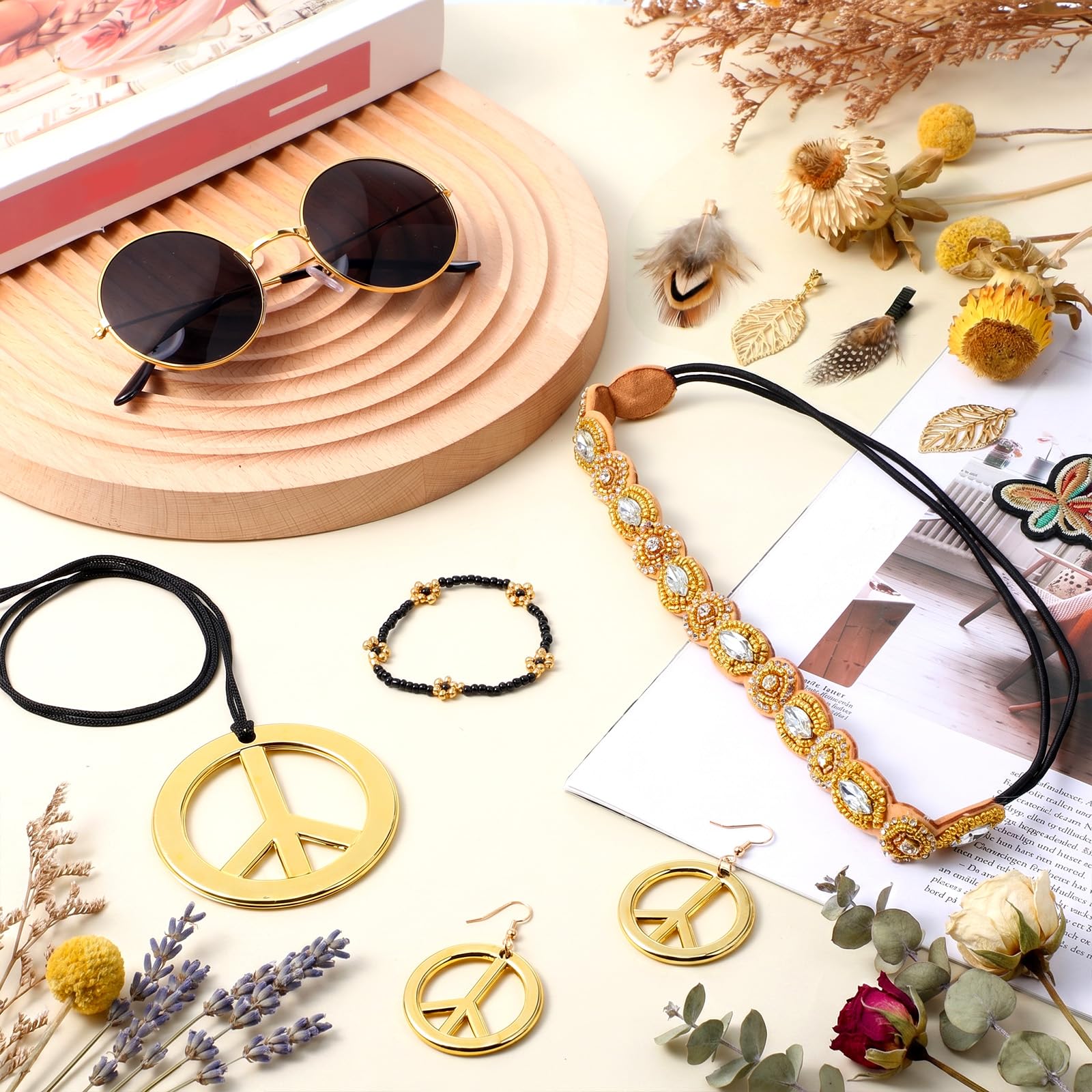 Amazon.com: Batiyeer 6 Pcs Hippie Costume Accessories Set 