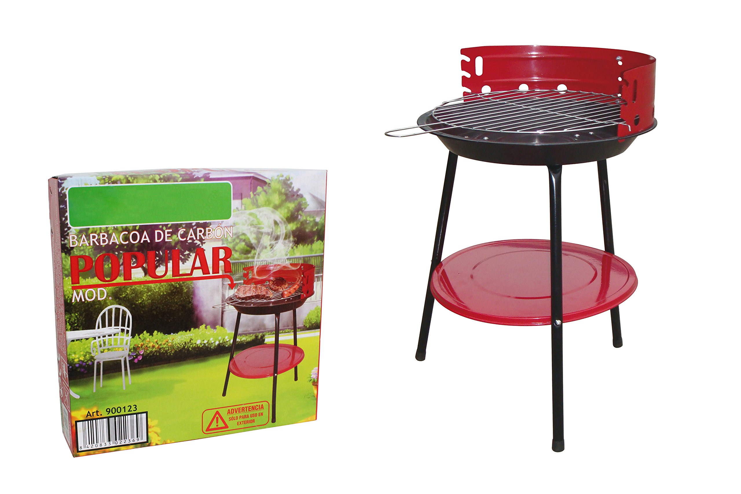 11936 – Barbecue Carbone, 40 x 40 x 8 cm, Colore: Rosso/Nero