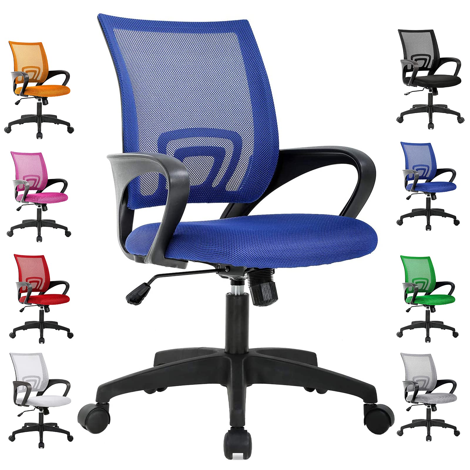 Hkeli Ergonomic Office Chair Home Desk Chair Mesh Mid Back Computer Chair with Lumbar Support Armrest Executive Rolling Swivel Task Chair Adjustable