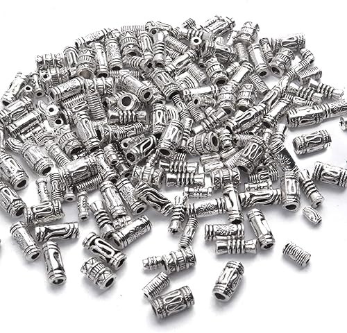 Miniatura 3 de 200 cuentas espaciadoras de plata tibetana, cuentas de columna, cuentas de tubo hueco para pulseras y collares de bricolaje