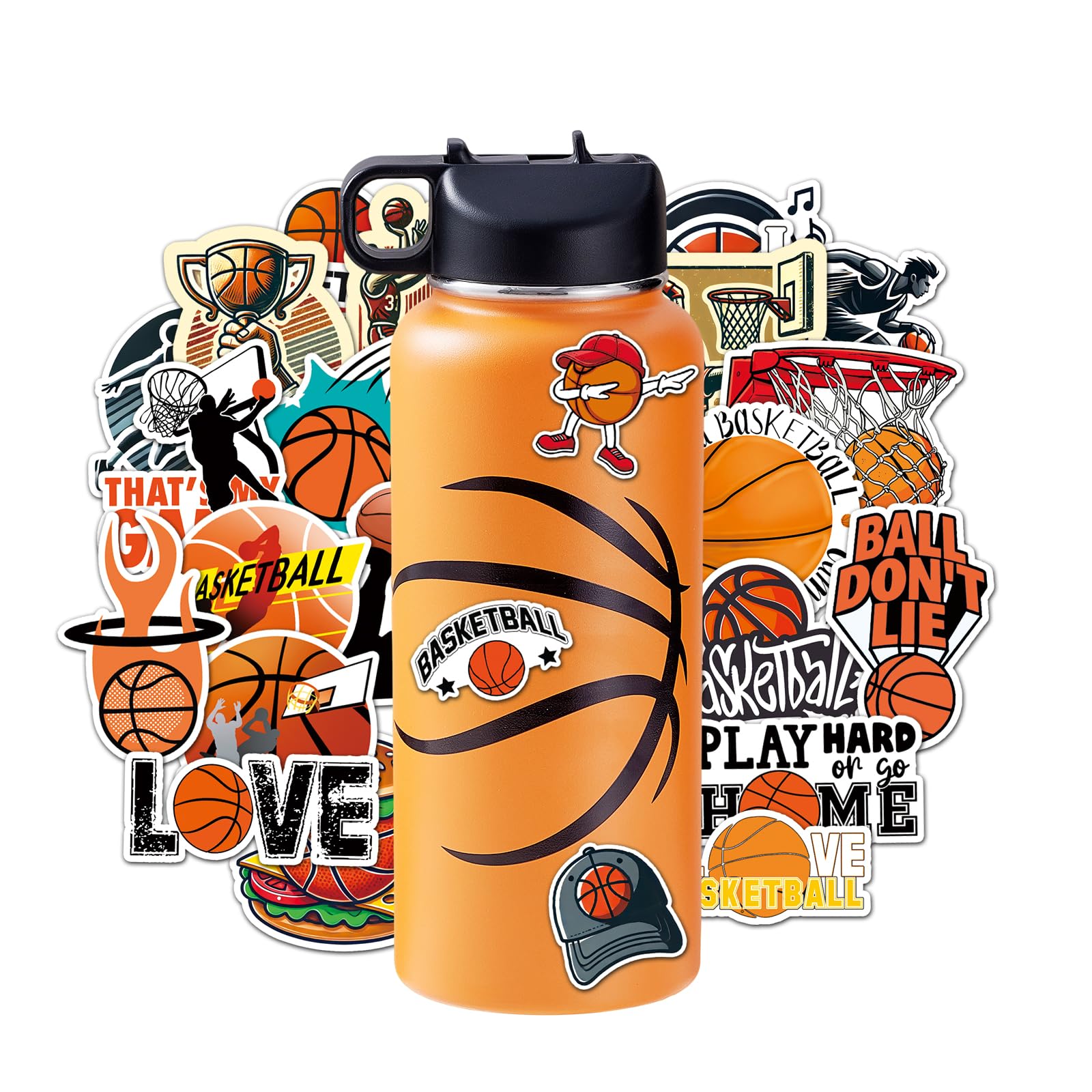 RhythmFit Basketball Water Bottle with Stickers