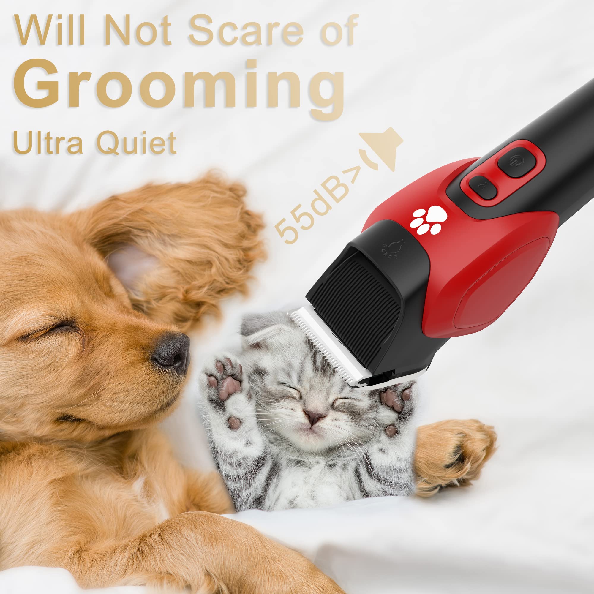 Solimpia Chien Chat Pet Cutter Rasoir Électrique Pet Beauty Trimmer Kit Rechargeable Sans fil à Faible Bruit Professionnel Pet Hair Trimmer Kit
