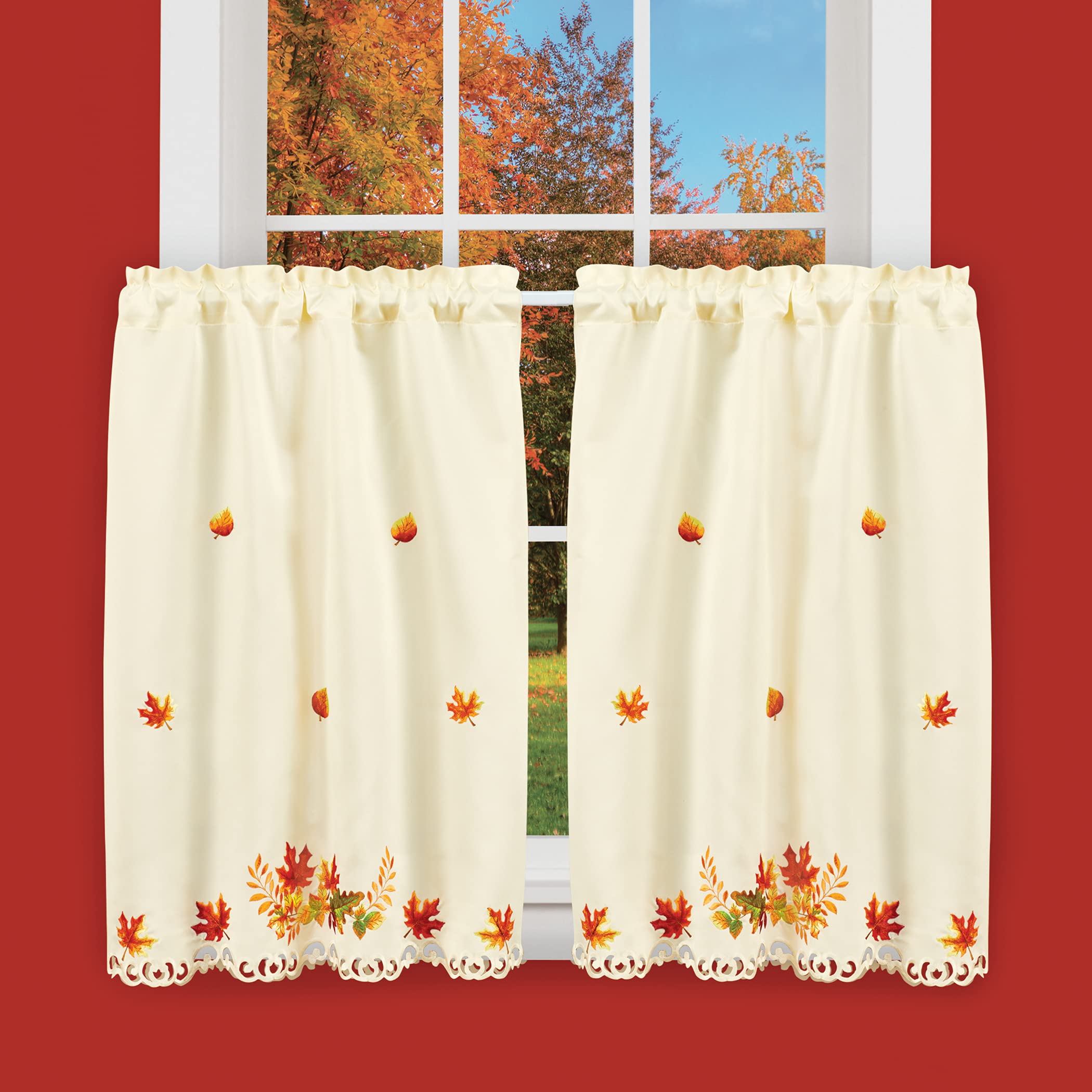 Rooney 2PC Sheer Voile Ruffled Kitchen Curtain Tiers (Sea, 28