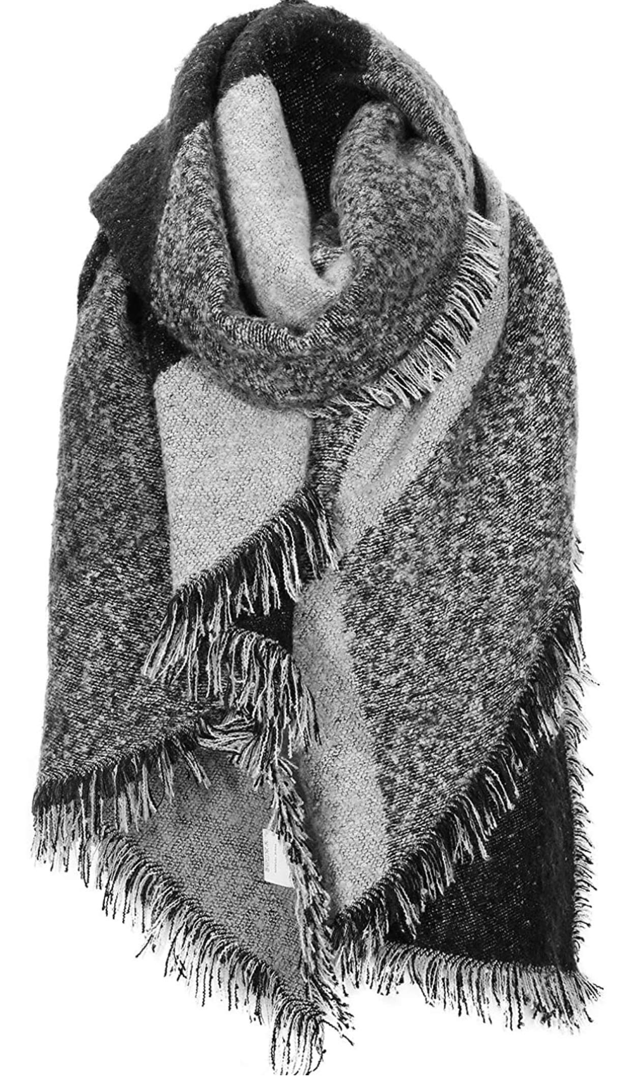 London Scarfs Women S Large Oversized Pashmina Wrap Poncho Thick Style Scarf Patchwork Cape Shawl (Black)