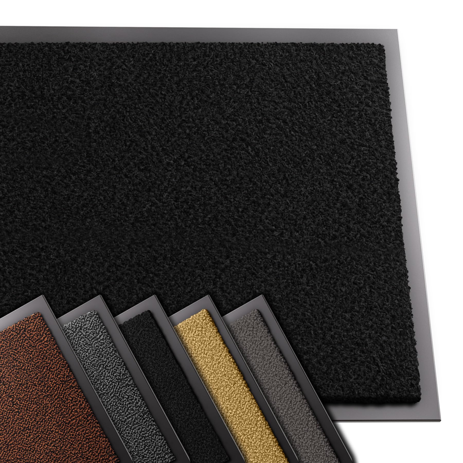 VOUNOT® Door Mats for Outdoor or Indoor, Dirt trapper, Non Slip Barrier Mat Washable Welcome Doormat Entrance Rug, Black, 60x90cm