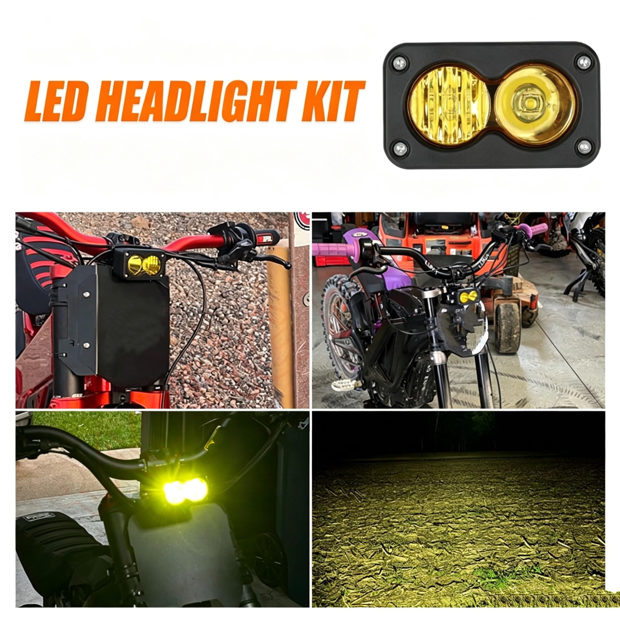 LED Fendinebbia Faro Principale 20 W Per SurRon Faro Moto | Faro Principale Spot Flood Per Kit Combinato 6000-6500K Per Luce Per Ape Per Segway