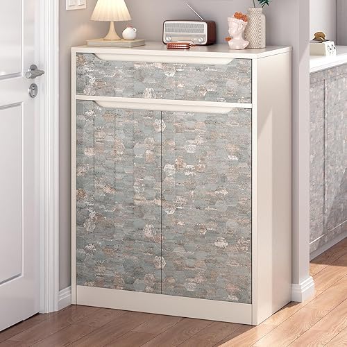 Miniatura 5 de LACHEERY Papel tapiz de hormigón gris removible para paredes, papel de contacto extraíble para paredes, papel tapiz geométrico hexagonal de color