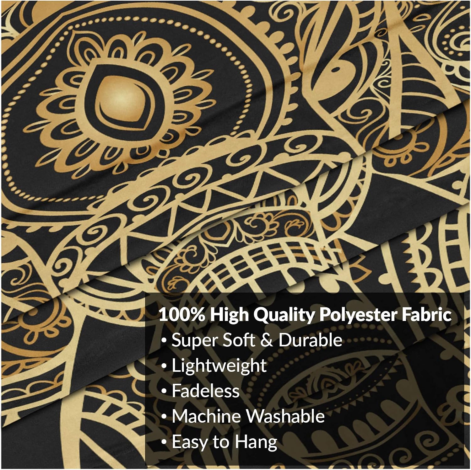 Yes We Vibe Wall Tapestry + Wall Hanging for Bedroom & Boho Home Decor - Gold Elephant Design - Small 59.6 X 51.2 Inches (150cm X 130cm)