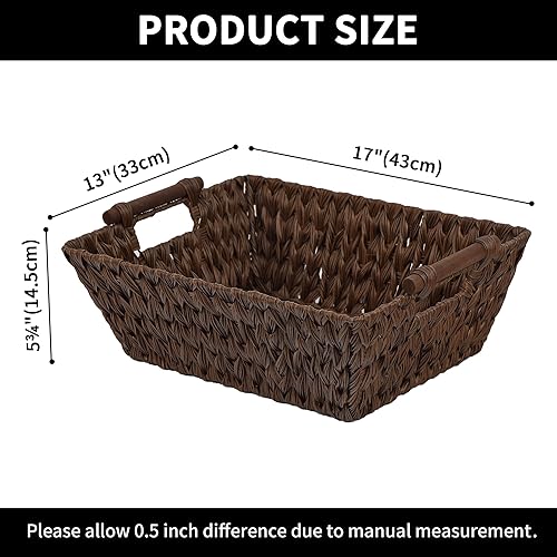 Miniatura 5 de GRANNY SAYS Cestas de almacenamiento de mimbre, cestas grandes con asas, cestas de mimbre para estantes, cesta tejida impermeable para organizar,