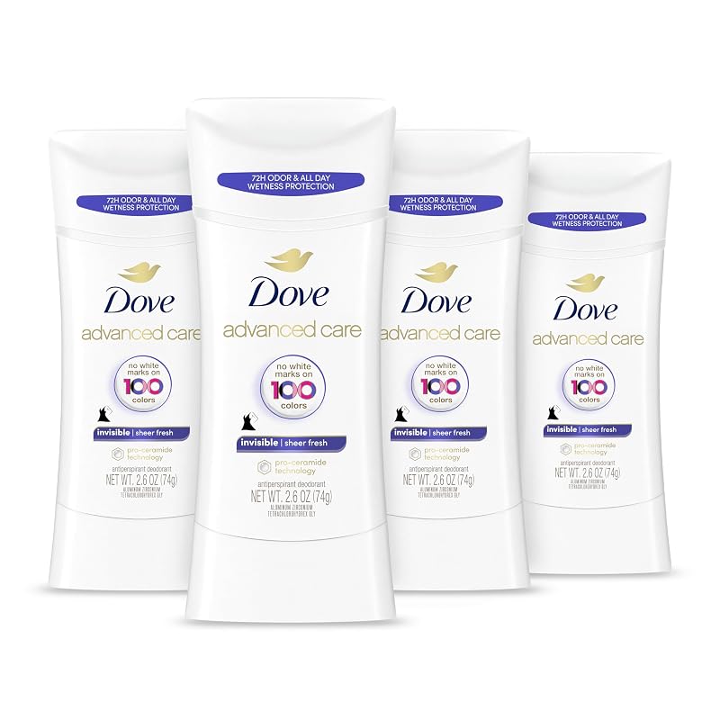 Desodorante antitranspirante Dove Sheer Fresh com fragrância de pepino e frésia, 4 unidades de 74 mL