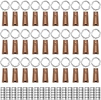 Vista 1 de Paquete de 30 luces para botella de vino con corcho, luces de botella de corcho, funciona con pilas, cable plateado de 6.6 pies, 20 luces LED, luces