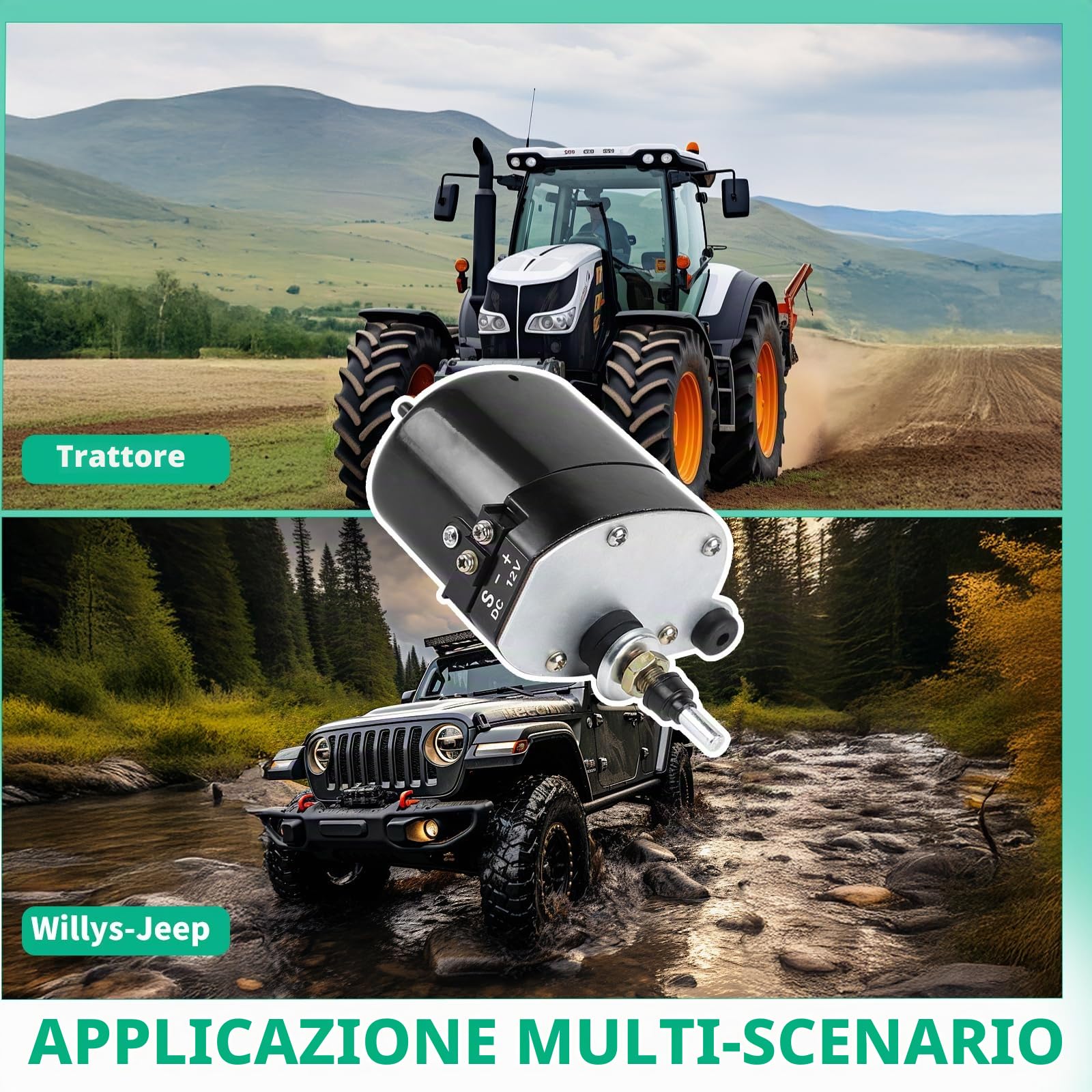 SWAWIS Motore Tergicristallo Universale 12V con Braccio e Lama 105° di Oscillazione Compatibile con Trattori, Jeep e Altri Veicoli