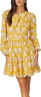 Women's Golden Yellow Eyelet Costas Dress - Buy now