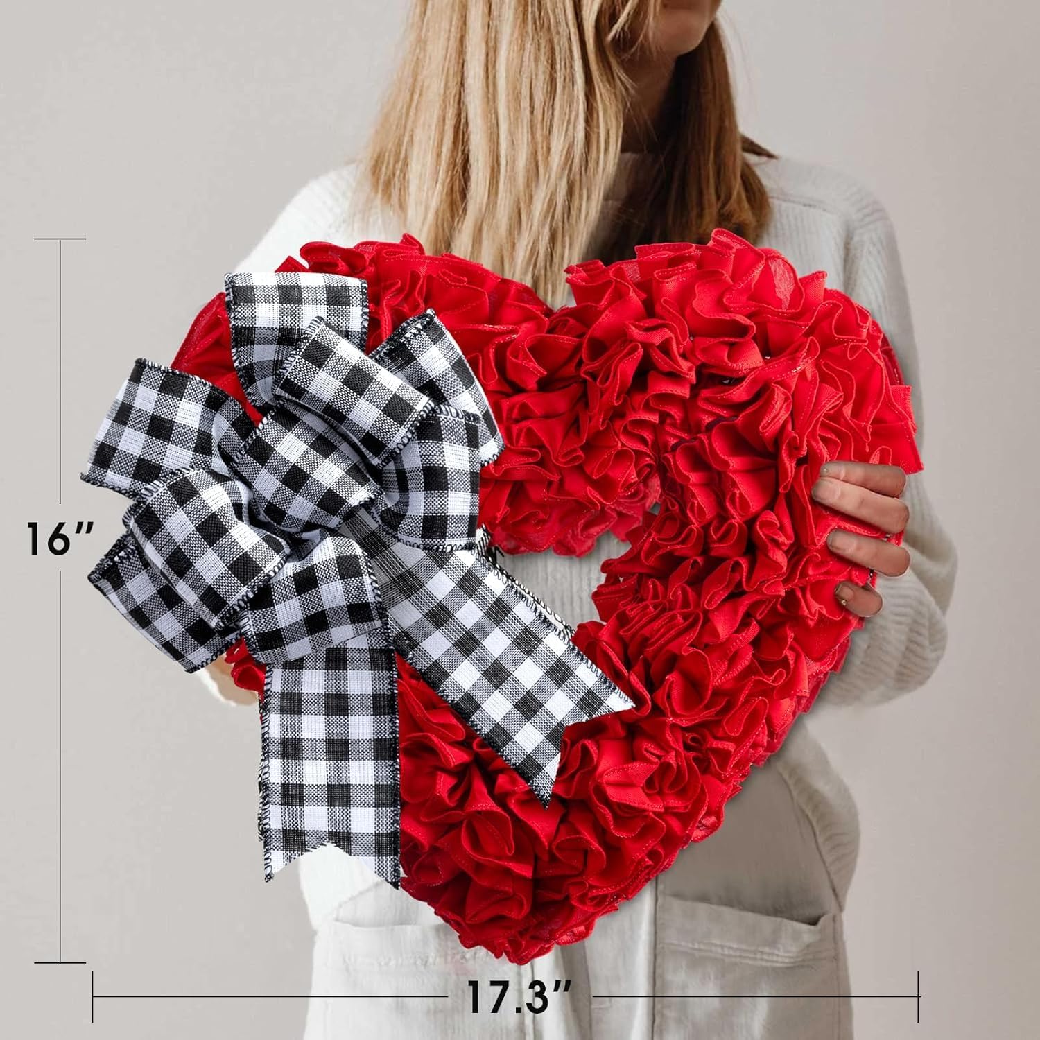 Valentines Day Decor - Wreaths for Front Door Outside 17" Valentine Decorations for The Home Heart Shaped Wreath for Outdoor Valentine's Day Wreath San Valentin - Image 7