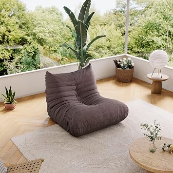 Brown Teddy Lazy Floor Sofa Chair,Memory Foam Lazy Floor Sofa,Armless Fireside Lounge Chair for Adults,Single Seat