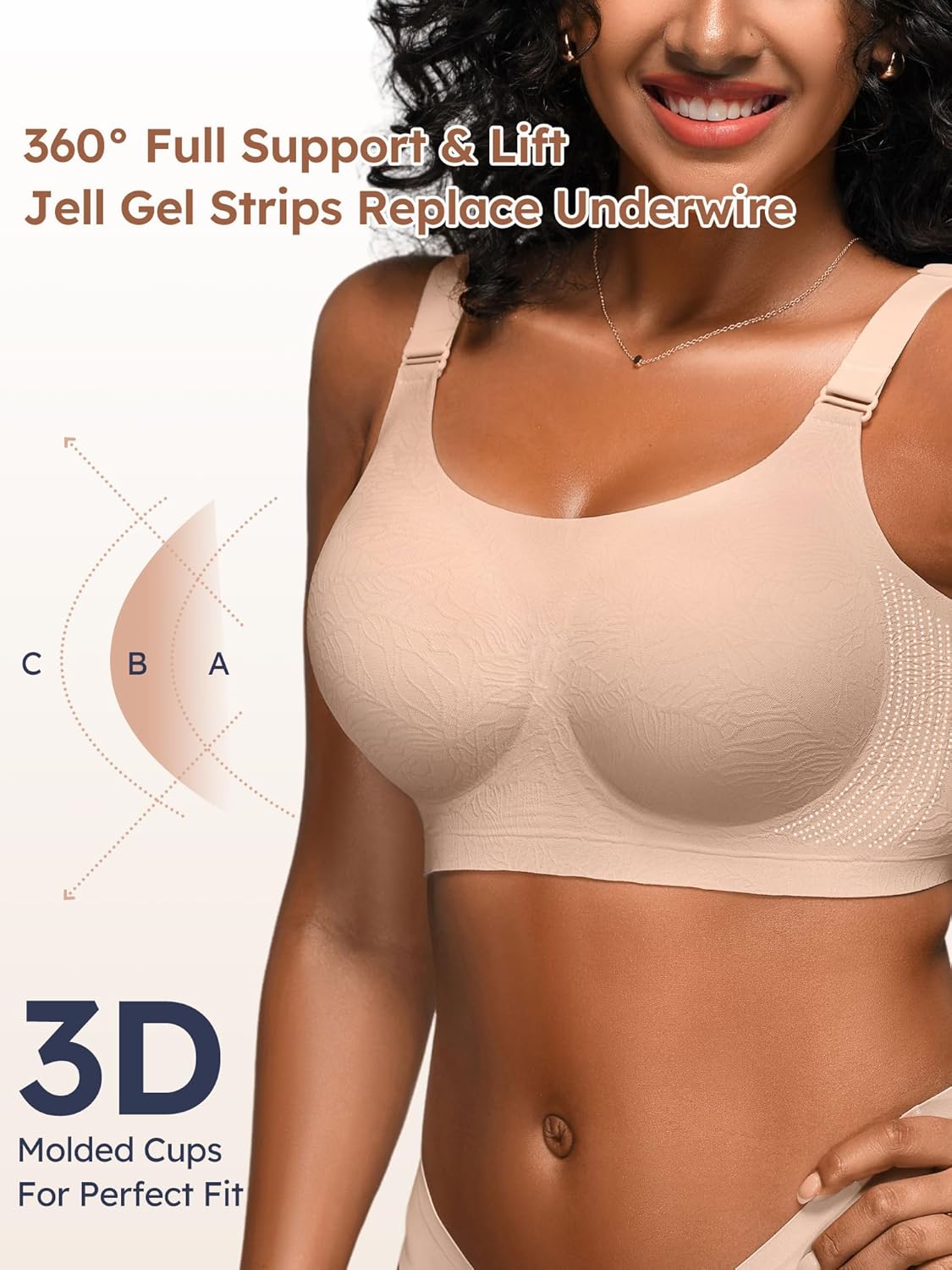 Bras for Women No Underwire, Full Coverage Seamless Comfortable Bralette with Support and Lift, Wireless Padded Bra - Image 3