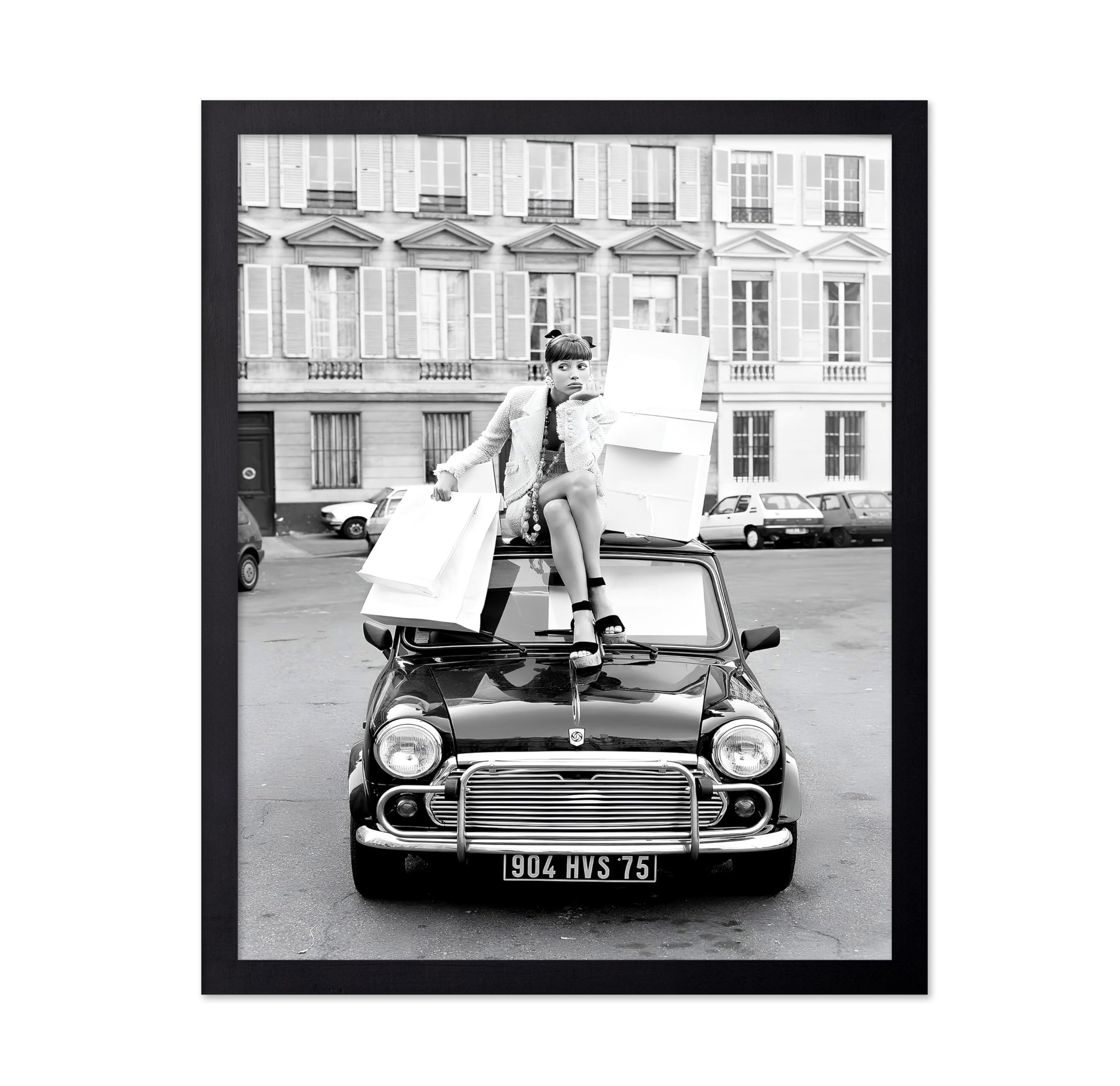 Fashion Poster - Shopping in Paris Print - Fashion Photography Art - Glam Gift for Her, Women, Fashionista, Designer Fans - Chic Decor for Home, Office, Bedroom - 8x10 UNFRAMED Wall Art