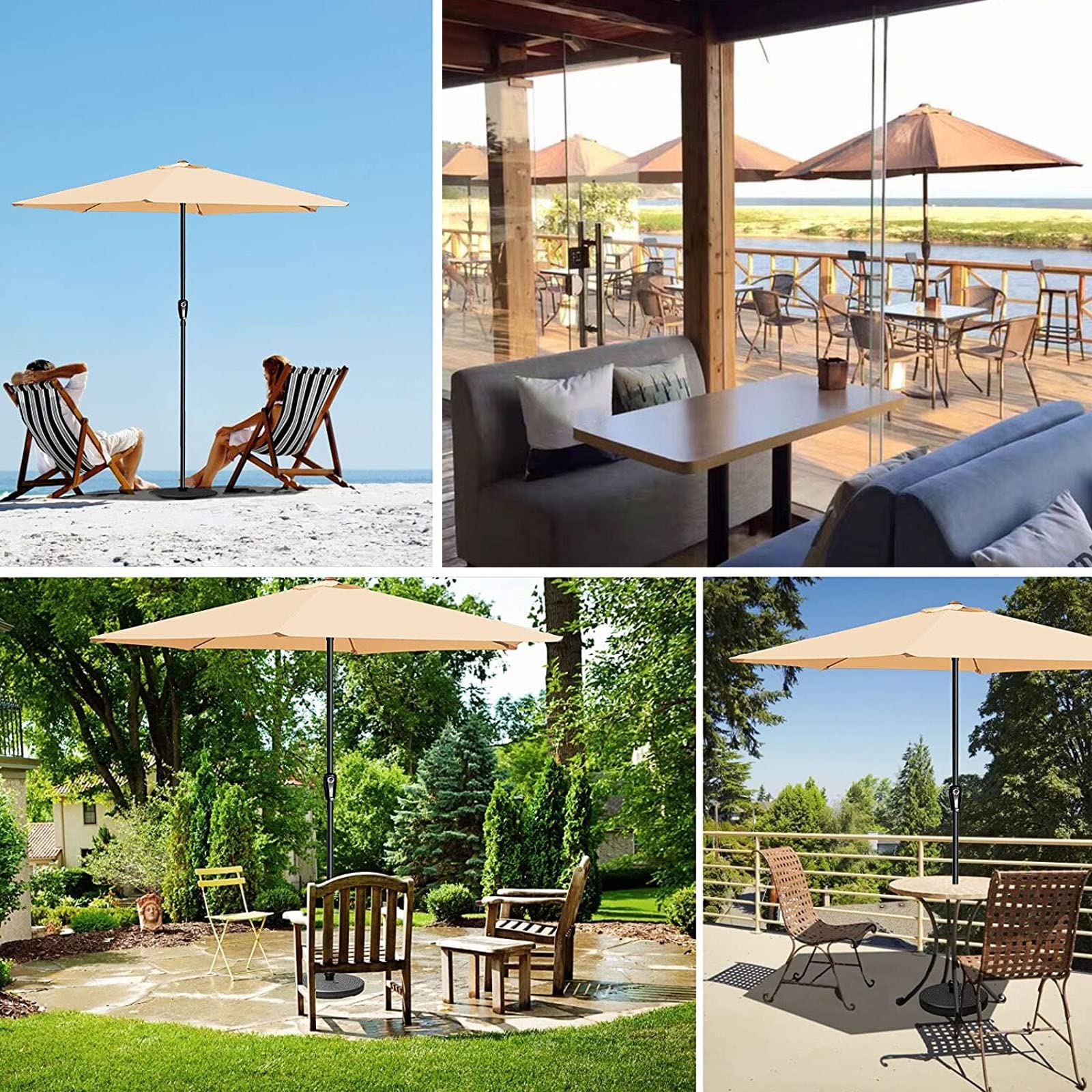 LYGSWDB Parasole tarasowe, Parasole ogrodowe Parasole, Lekkie parasole ogrodowe Zewnętrzna osłona przeciwsłoneczna, Duży parasol stołowy na patio, Łatwe otwieranie i zamykanie, Khaki