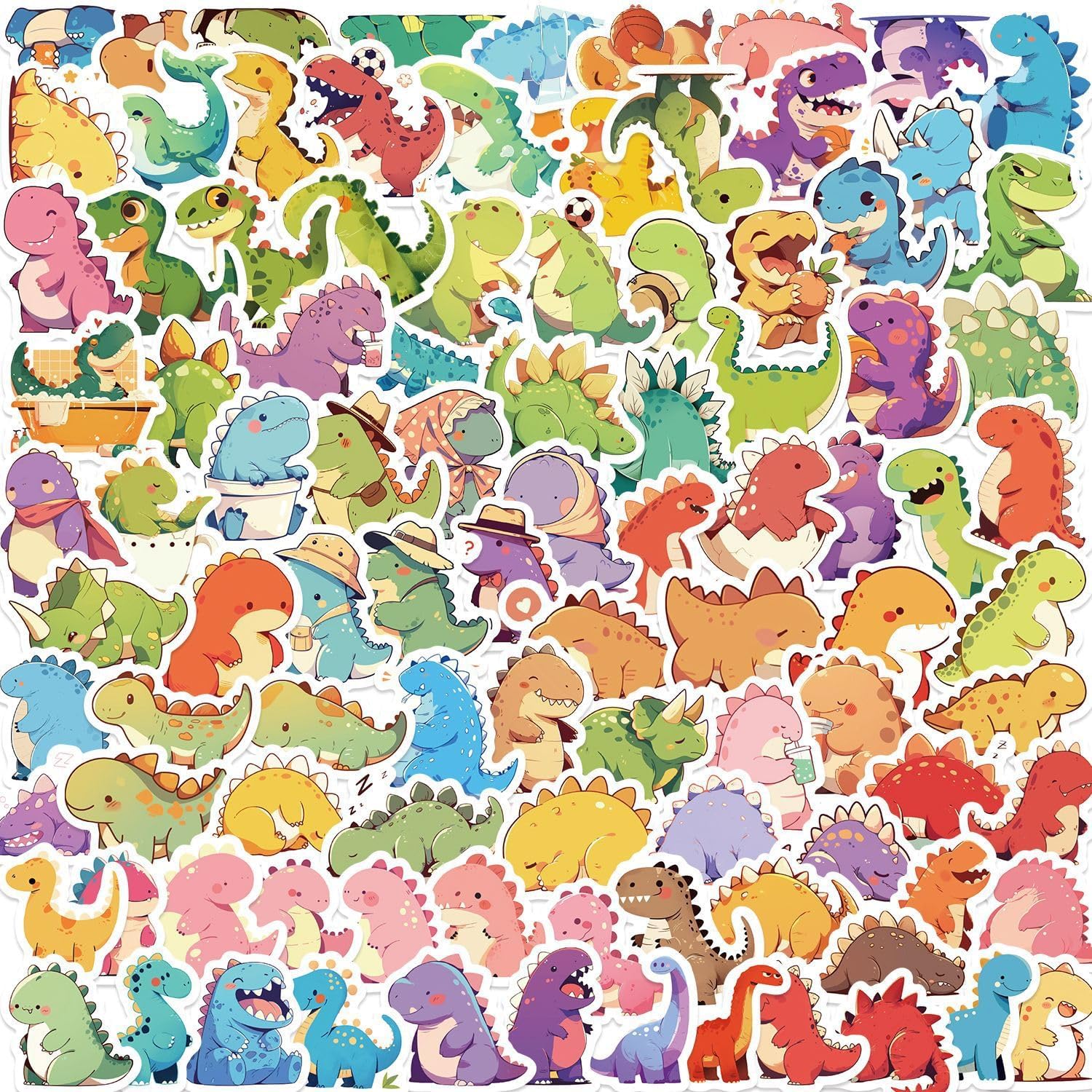 100PCS Cute Dinosaur Small Stickers Pack for Kids, Funny