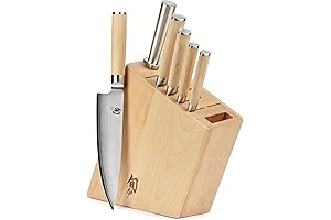Shun Classic Blonde 7-Piece Knife Set with Angled Birch Block