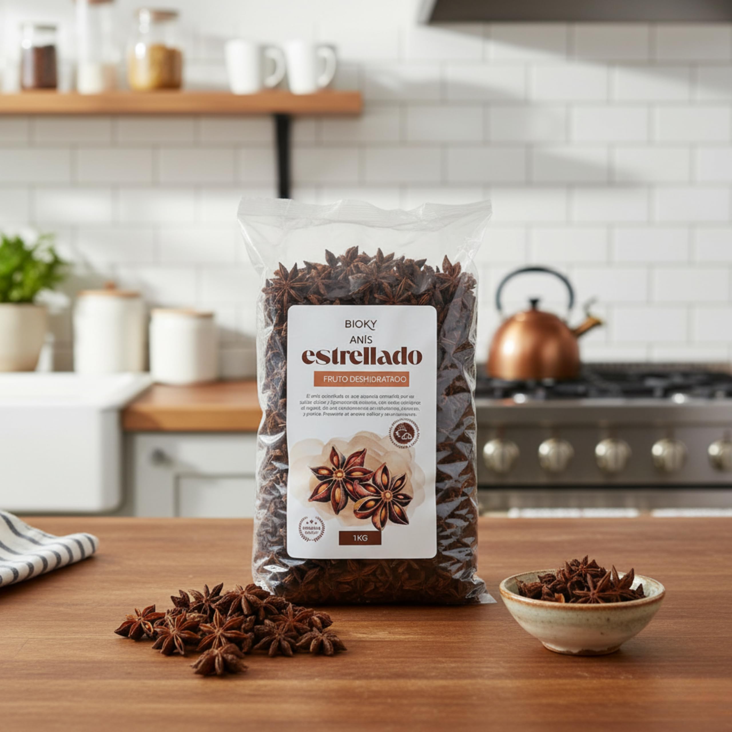 Anís Estrellado Entero 1kg – Para Infusiones, Especias, Postres o Tés Aromáticos – Suave Aroma Dulce y Ligeramente Picante - Natural y a Granel – Múltiples Usos: Decoración, Velas DIY, Jabones