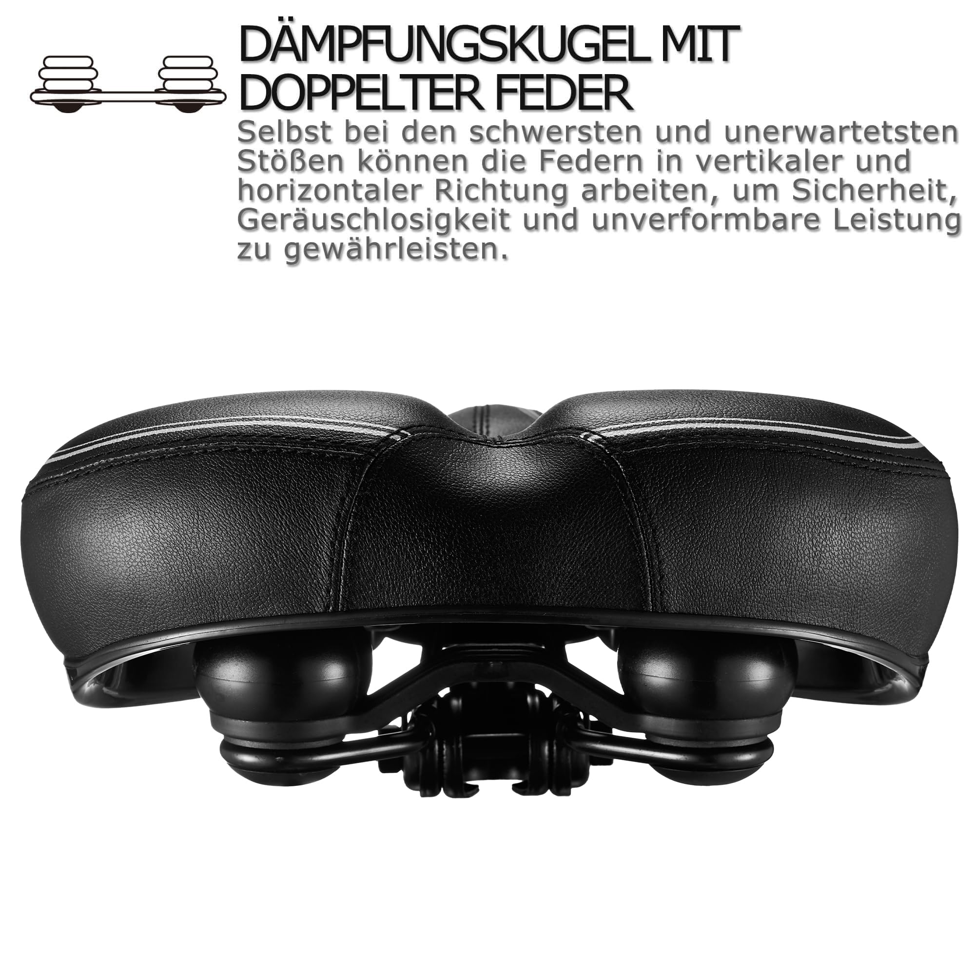 DAWAY C30 Bequemer Übergroßer Fahrradsattel - Extra Breiter Heimtrainer Fahrrad Sattel für Damen Herren Senioren, Universal Ersatz fahrradsitz für MTB, Ebike, Cityrad, Rennrad, Weich Schaum Gepolstert