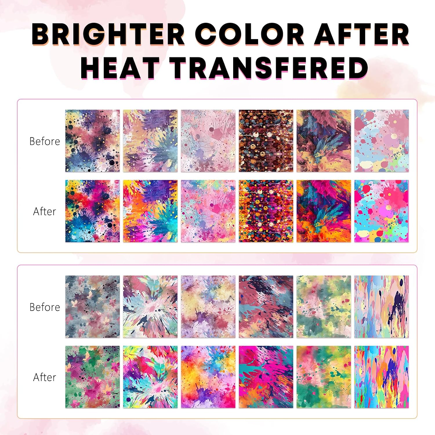 Paint Splatter Sublimation Transfer Ink Paper-12pcs 12"x10" Watercolor Patterned Sublimation Transfer Paper for Mugs DIY Sublimation Paper