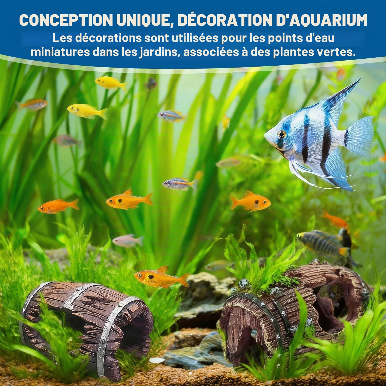3 Pièces Décoration Aquarium Grain de Bois, Cachette Aquarium Sûrs et Non Toxiques Décoration D'aquarium, pour Petites Crevettes Poissons Autres Animaux Aquatiques Petite Moyenne Taille (A)