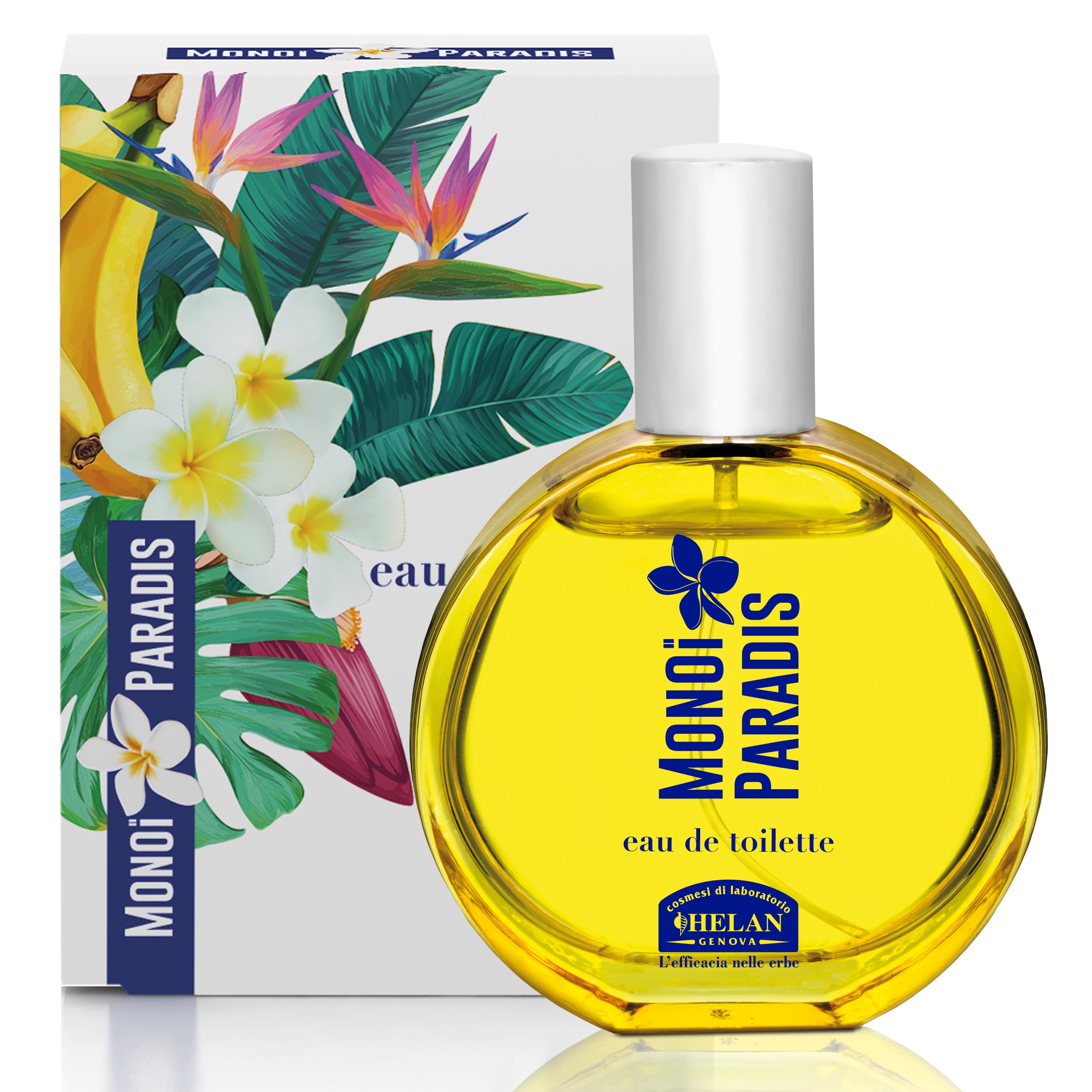 Helan Monoi Paradis - Perfume for Women, Eau de Toilette, Fruity, Floral and Exotic Fragrance with Banana, Monoi, Jasmine and Tonka Bean, Fresh and Enveloping Parfum Women - 50 ml, Made in Italy