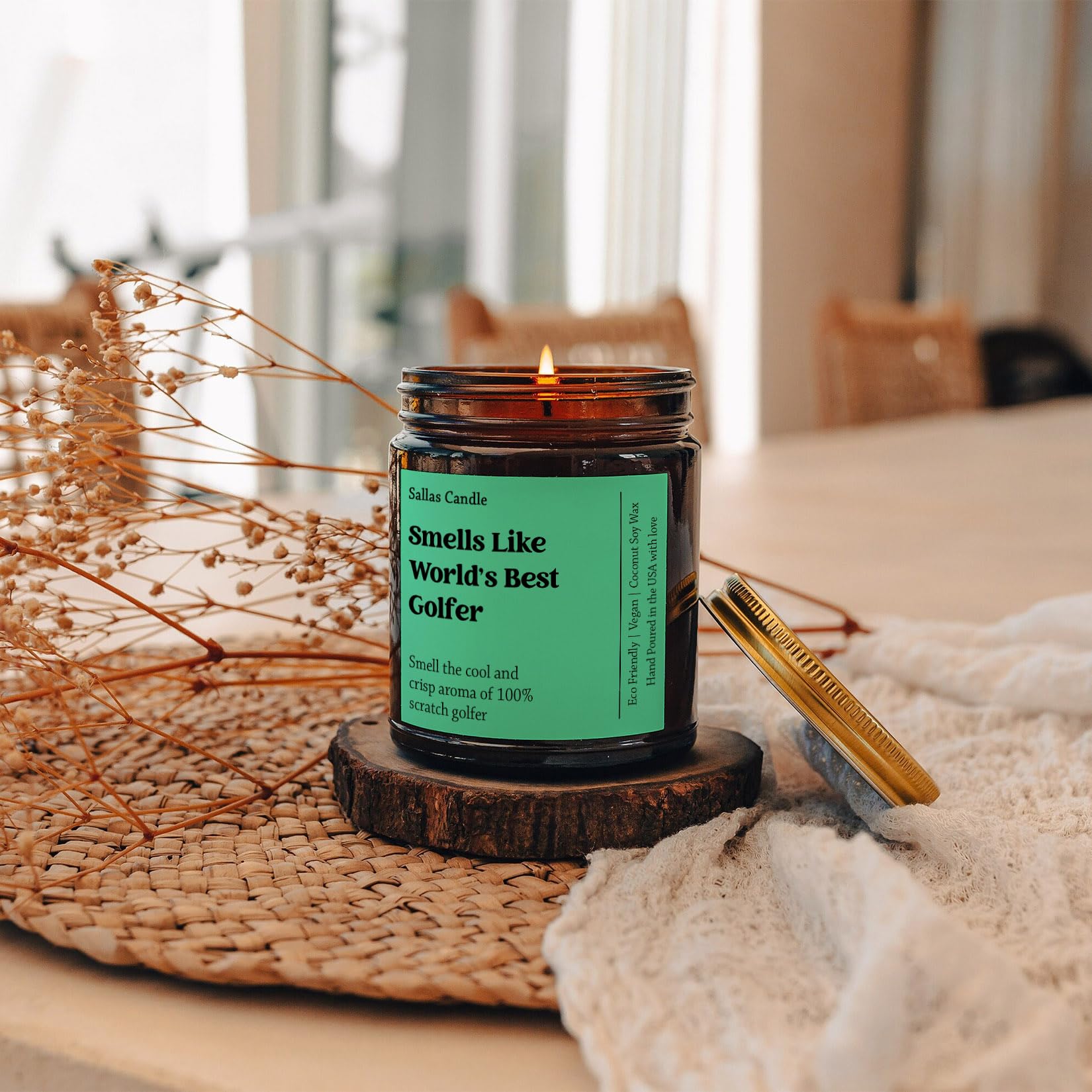 Smells Like World's Best Golfer Soy Wax Candle, Gift for Golfer, Funny Golfing Gift, Golf Candle Gift, Eco Friendly 4Oz 9Oz Amber Candle 9 Scent Options Golfing Candle Gift