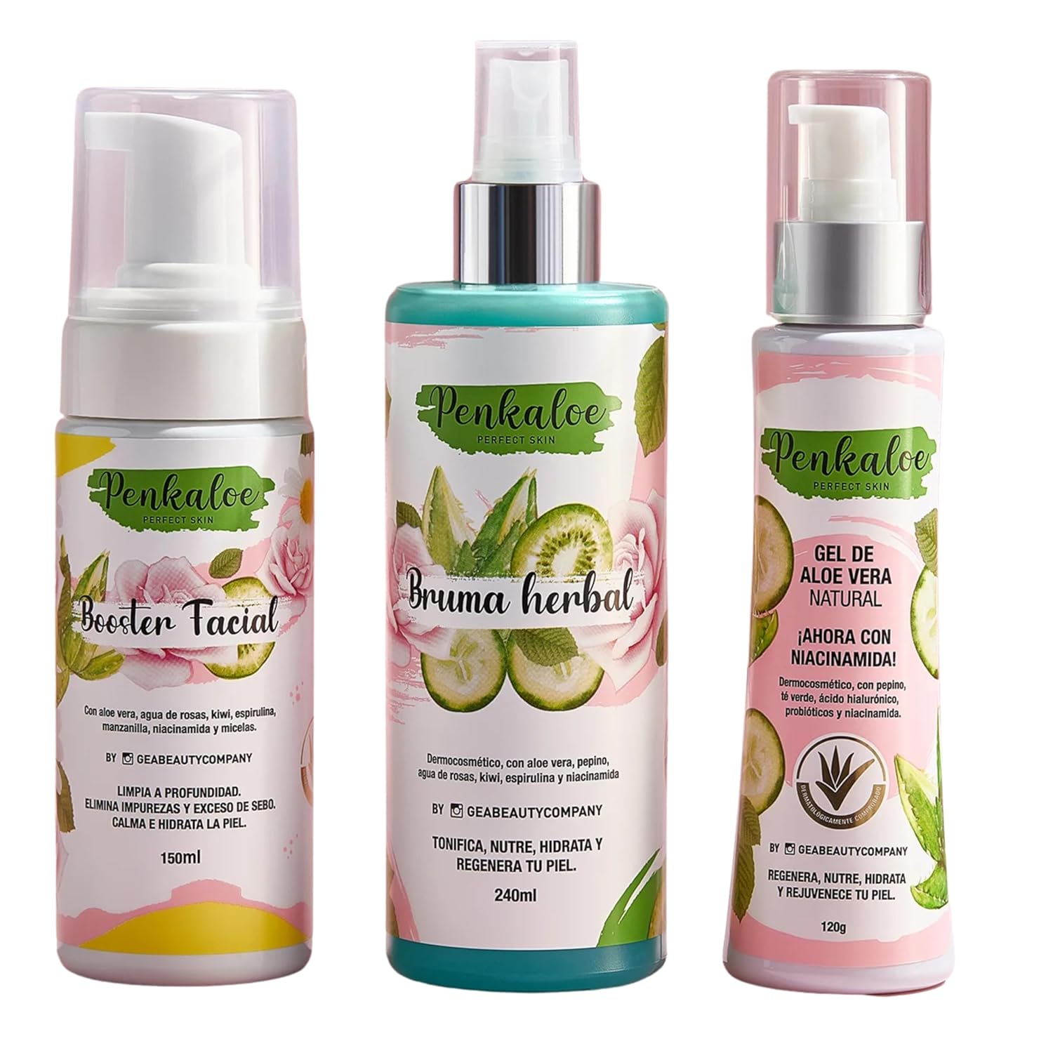 Penkaloe Aloe Skincare Kit | Cuidado Natural para la Piel, Control de Grasa y Mejora de la Apariencia | Aloe Skincare Routine – 3-Step Natural Solution for Fresh, Radiant Skin – Hydrates & Balances
