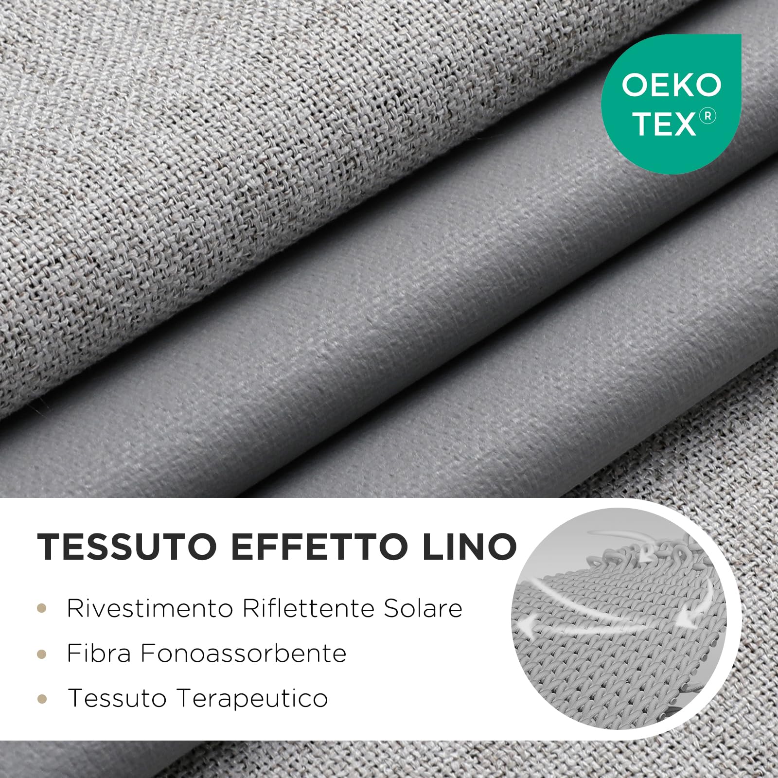 Joydeco Tende Oscuranti per Interni 2 Pezzi L 140 x A 200, Lino Termiche con Occhielli, Bianco