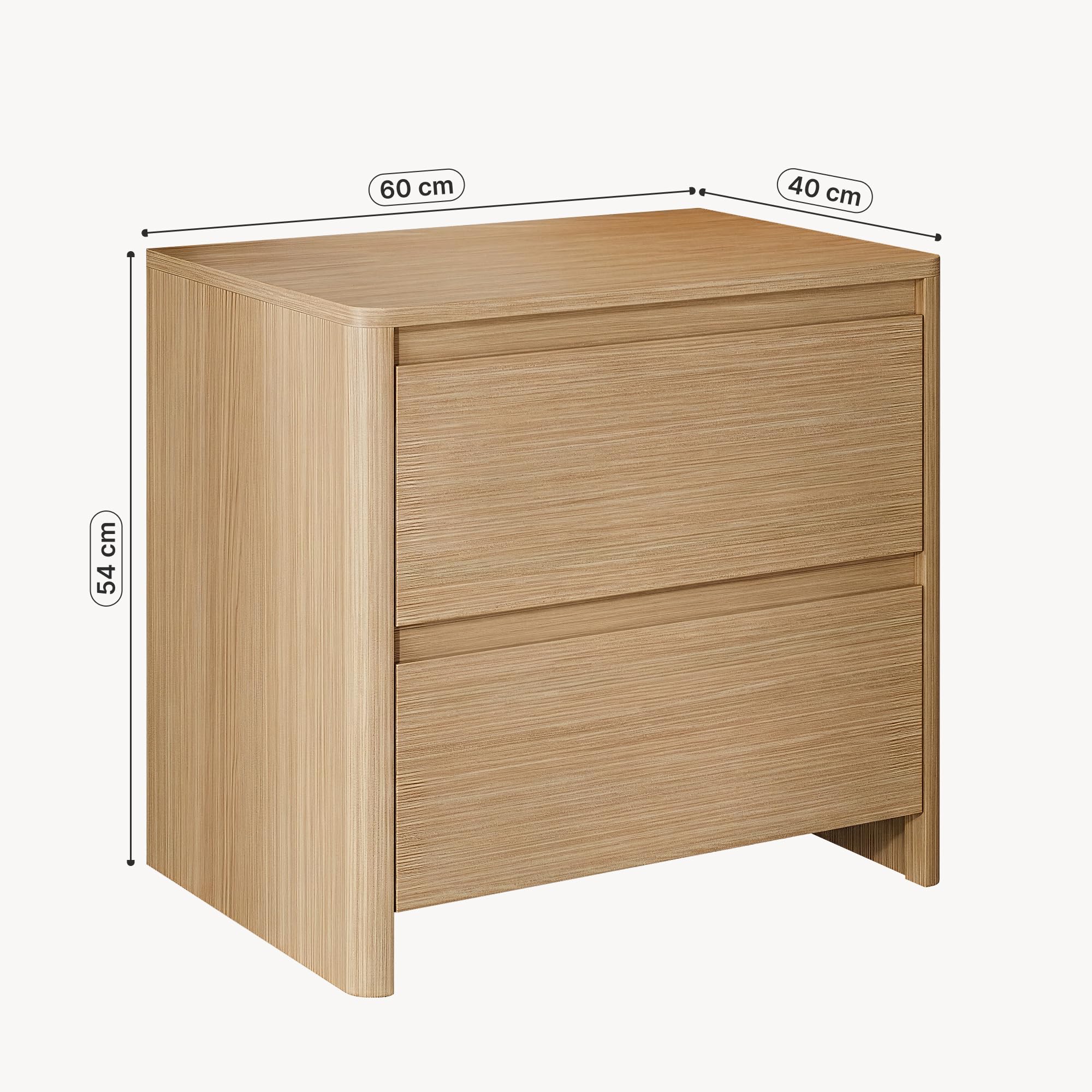 [en.casa] Comodino Moderno con 2 Cassetti 54x60x40 cm Effetto Rovere