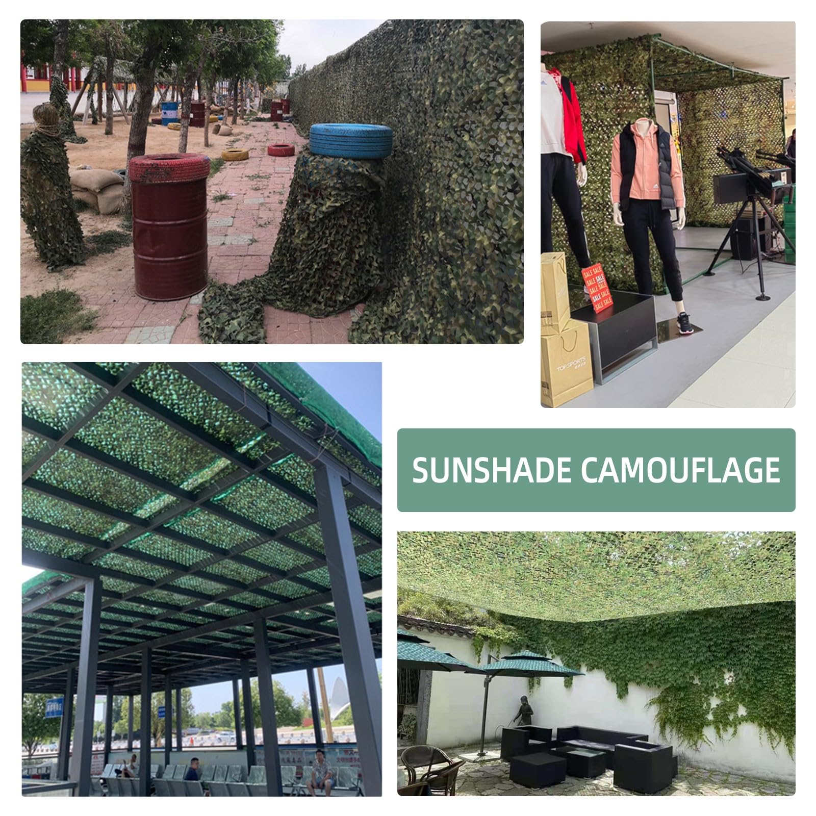 Red de Camuflaje de Jungla 8x10m Red de Camuflaje Militar Red de Sombra Exterior Protección Solar para Jardines Cubrir Vehículos Caza Decoraciones con Temática de Paisaje Forestal