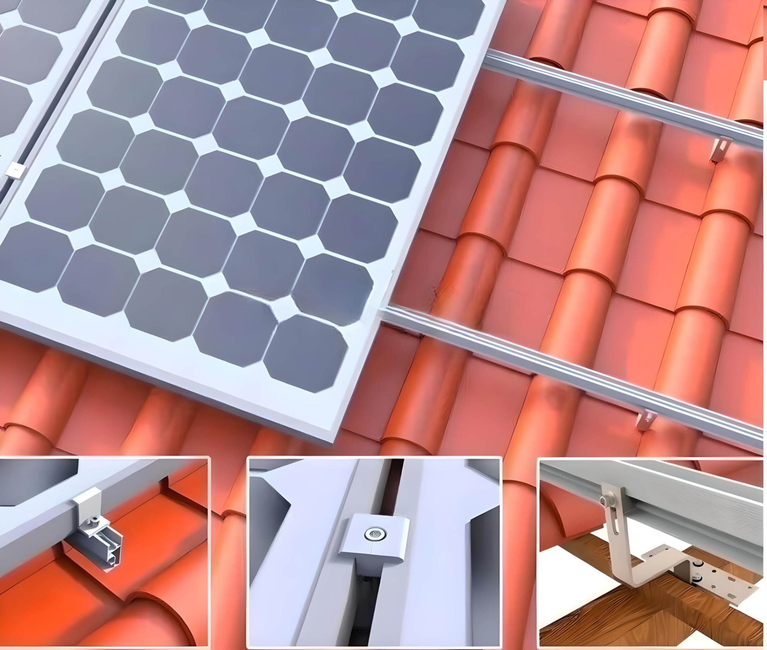 Uchwyt dachowy balkonowy do modułu solarnego PV, uchwyt dachowy, 1-4 moduły z możliwością rozszerzenia (do 4 paneli), srebrny