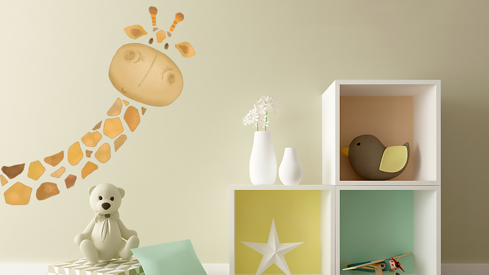 Calcomanías De Pared De Pantera De Jirafa Manchada, Calcomanías De Pared De  Animales Salvajes De La, image size:1600x900