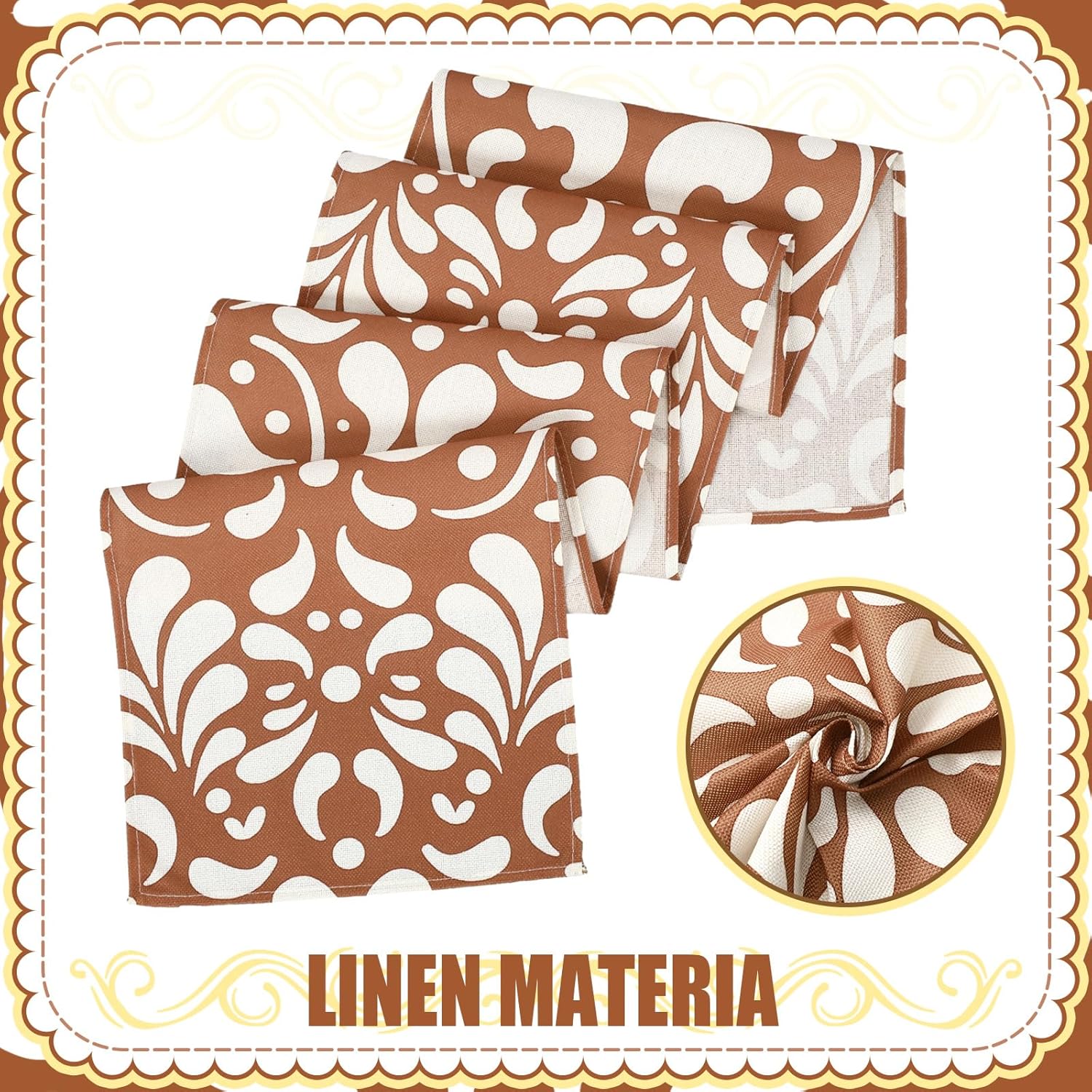 6 Pcs Cielito Lindo Party Decorations Talavera Table Runner 71 x 13'' Cielito Lindo Baby Shower Party Decoration Mexico Home Decor Traditional Cinco De Mayo Decorations(Brown)