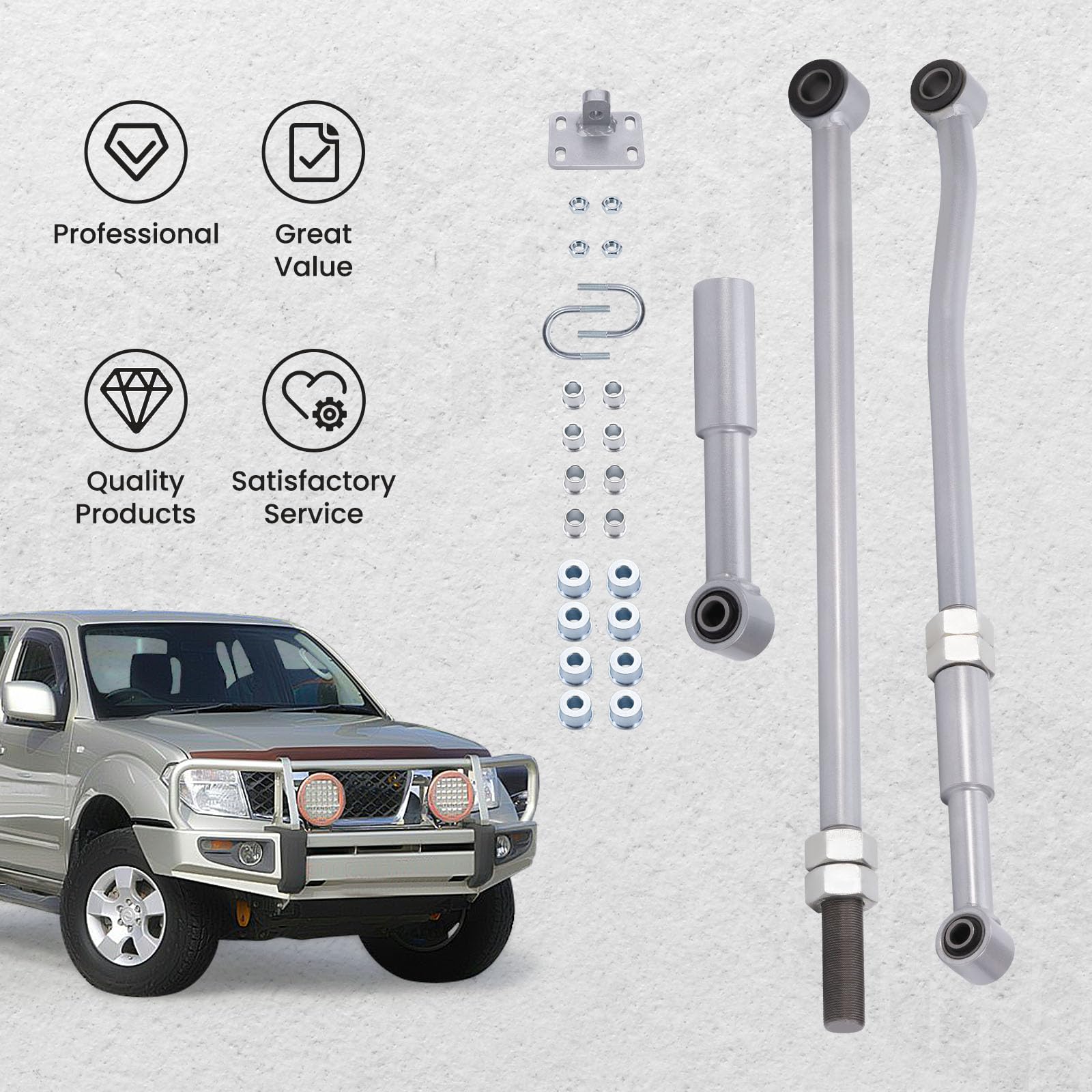 maXpeedingrods Kit de barres de direction Panhard, réglables, 2 à 6 ascenseurs, avant et arrière, pour Nissan Patrol GU Y61 ST RHD