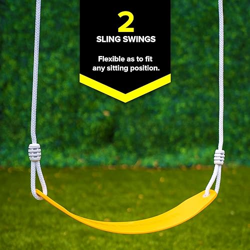 Miniatura 2 de Sportspower Augusta - Juego de columpios de madera con marco en A resistente y tobogán de doble pared de 6 pies, kit de anclaje incluido