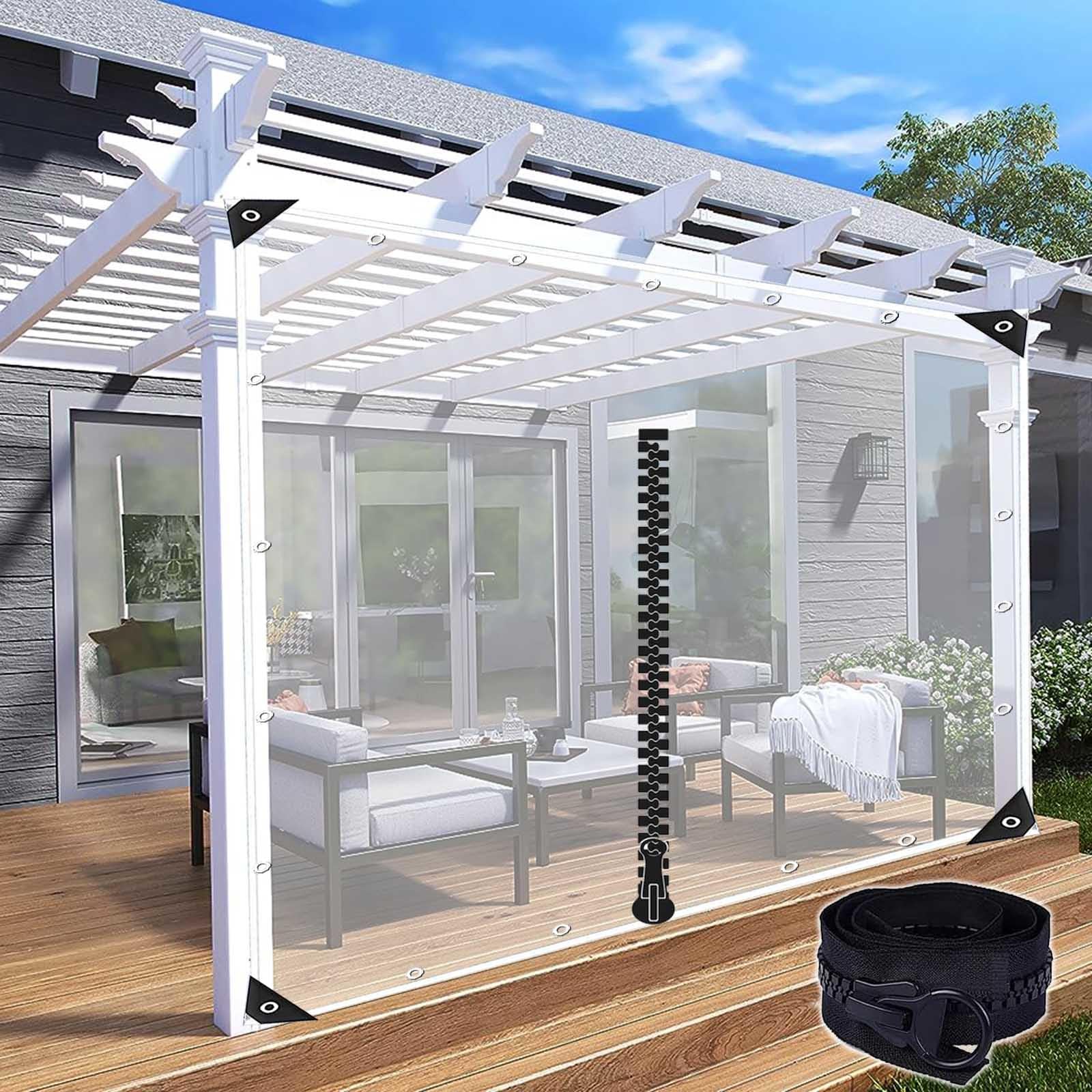Panneaux latéraux en bâche imperméable avec fermeture éclair pour pergola et gazebo