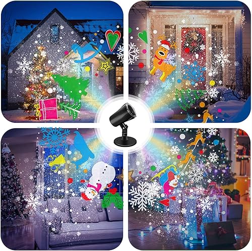 Miniatura 2 de Proyector de luces de Navidad para exteriores proyector de luz de Navidad 3D impermeable con copos de nieve giratorios árbol de Navidad para