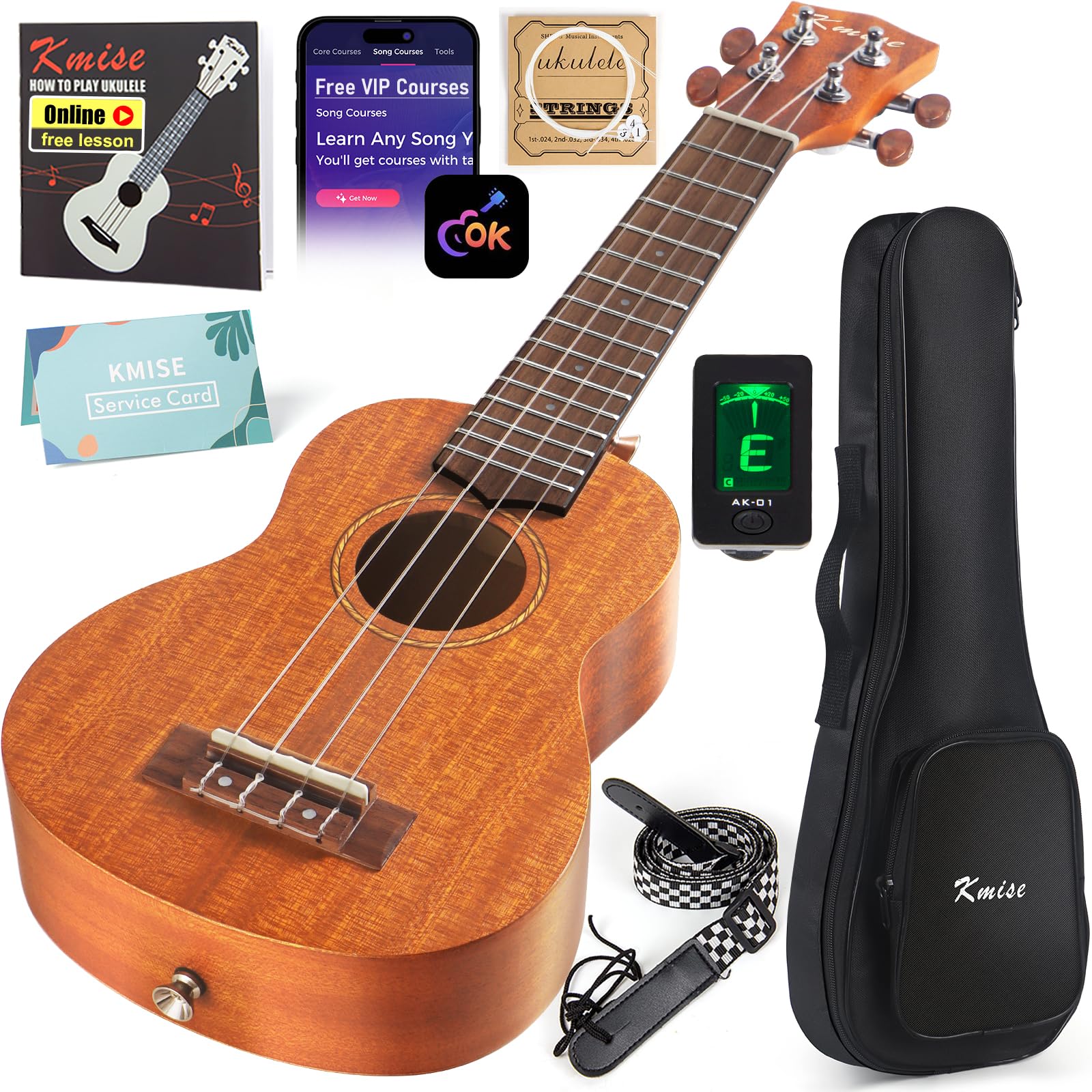 kmise professional ukulele for adult beginner free online lesson 21 inch soprano mahogany ukelele with kids ukele bundle starter kit gig bag case strap tuner nylon strings book uke gift choice