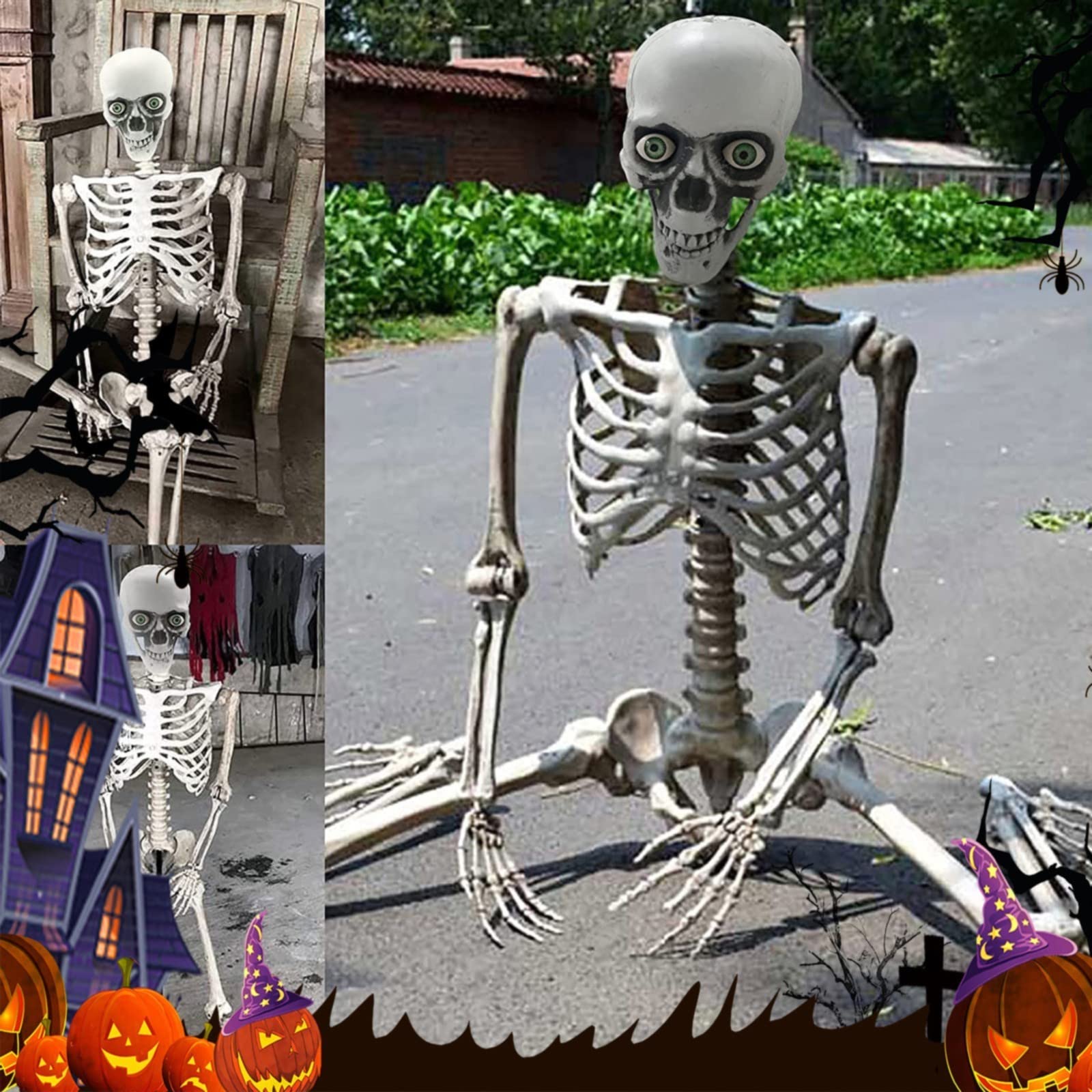 Accesorios de Halloween, tamaño real, cuerpo completo con articulaciones móviles, modelo de anatomía humana para decoraciones de fiestas al aire libre (C, talla única)