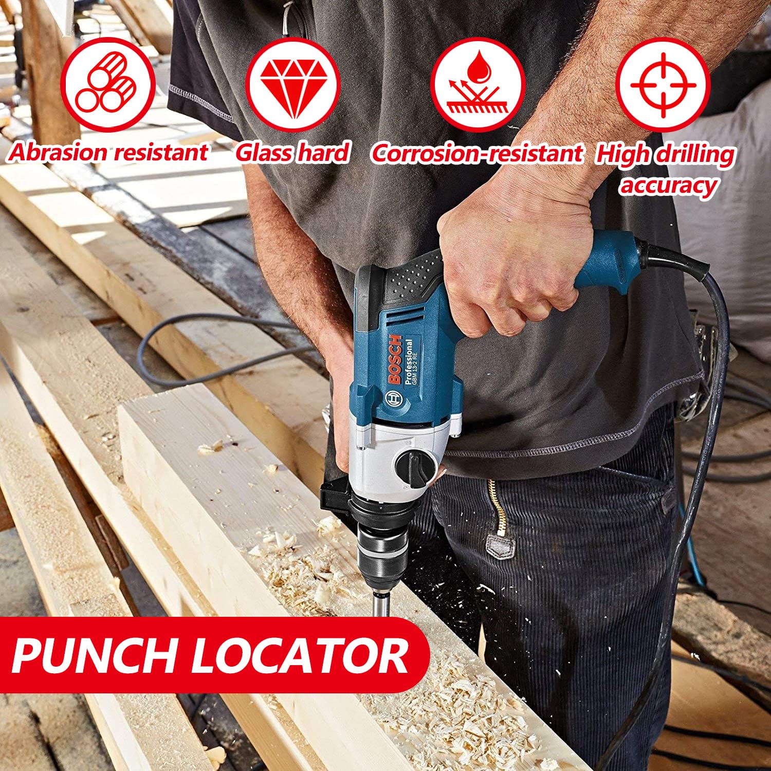 Dima per Spinatura Legno, Dima per Fori a Tasca, Dima per Fori Legno per Trapano 3/4/5/6/7/8/9/10 mm Fori per Legno Localizzatore, Guida Trapano Perpendicolare, Dima per Cerniere a Scodellino