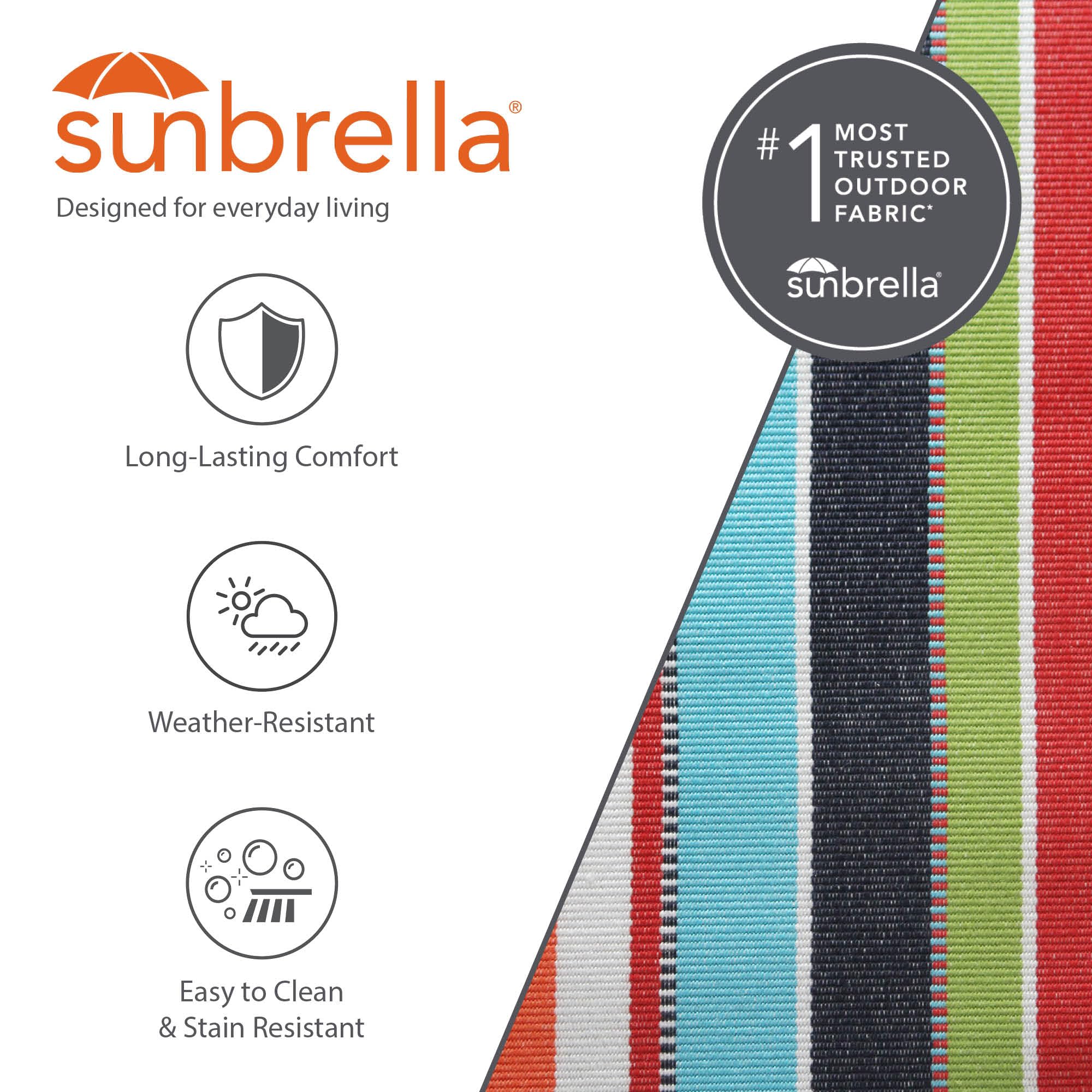 Vivere BZSUN07 Brasilianische Sunbrella®-Doppelhängematte, Carousel Confetti, mehrfarbig