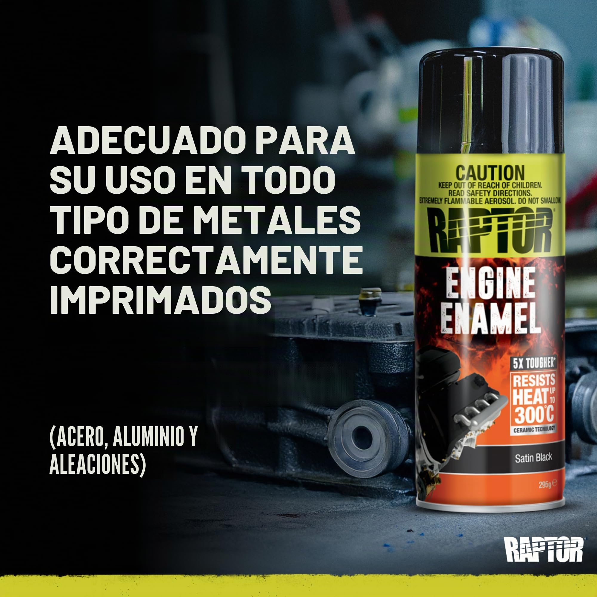 U-POL Raptor Engine Enamel | Pintura 1K Spray Para Motor | Resistente al Calor Hasta 300 °C | Protección Contra el Calor, Aceite y Líquidos en Compartimento del Vehículo