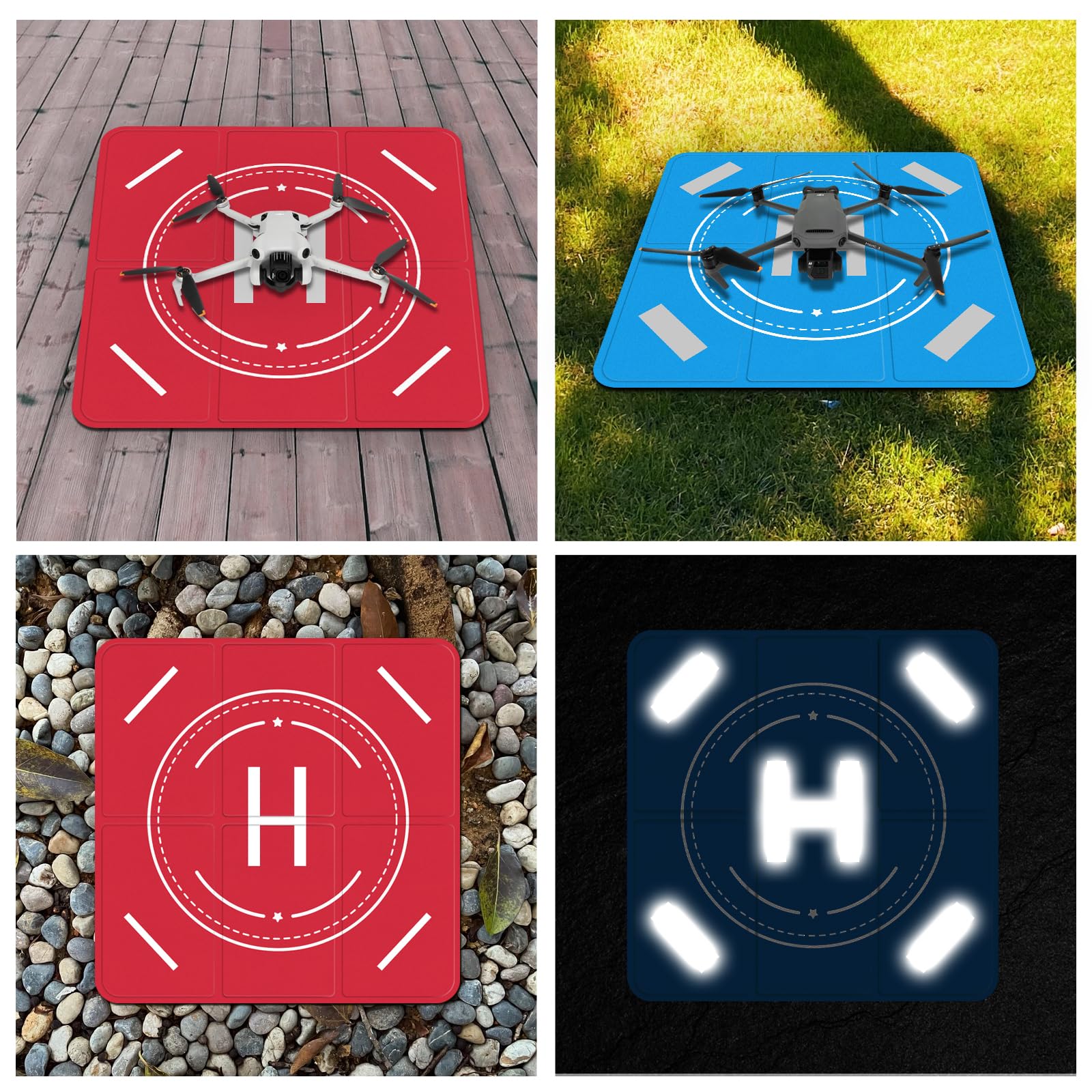 FPVtosky Piattaforma di Atterraggio per Droni Riflettente Notturna, Piattaforma di Atterraggio Resistente all'Acqua Pieghevole Doppio Lato Pesante per DJI Mini 5 Pro/ 4/ 3 Pro/ Mini 4k / Mavic 4 / Air