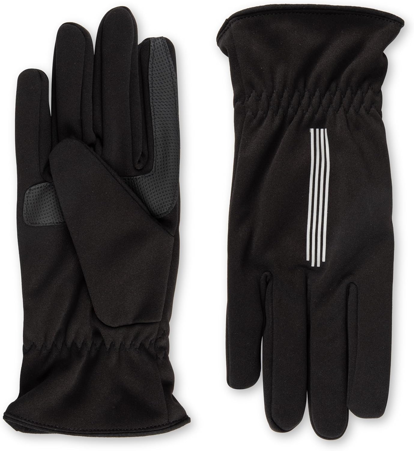 isotoner mens Moisture Wicking Reflective Touchscreen Gloves With Gathered Wrist