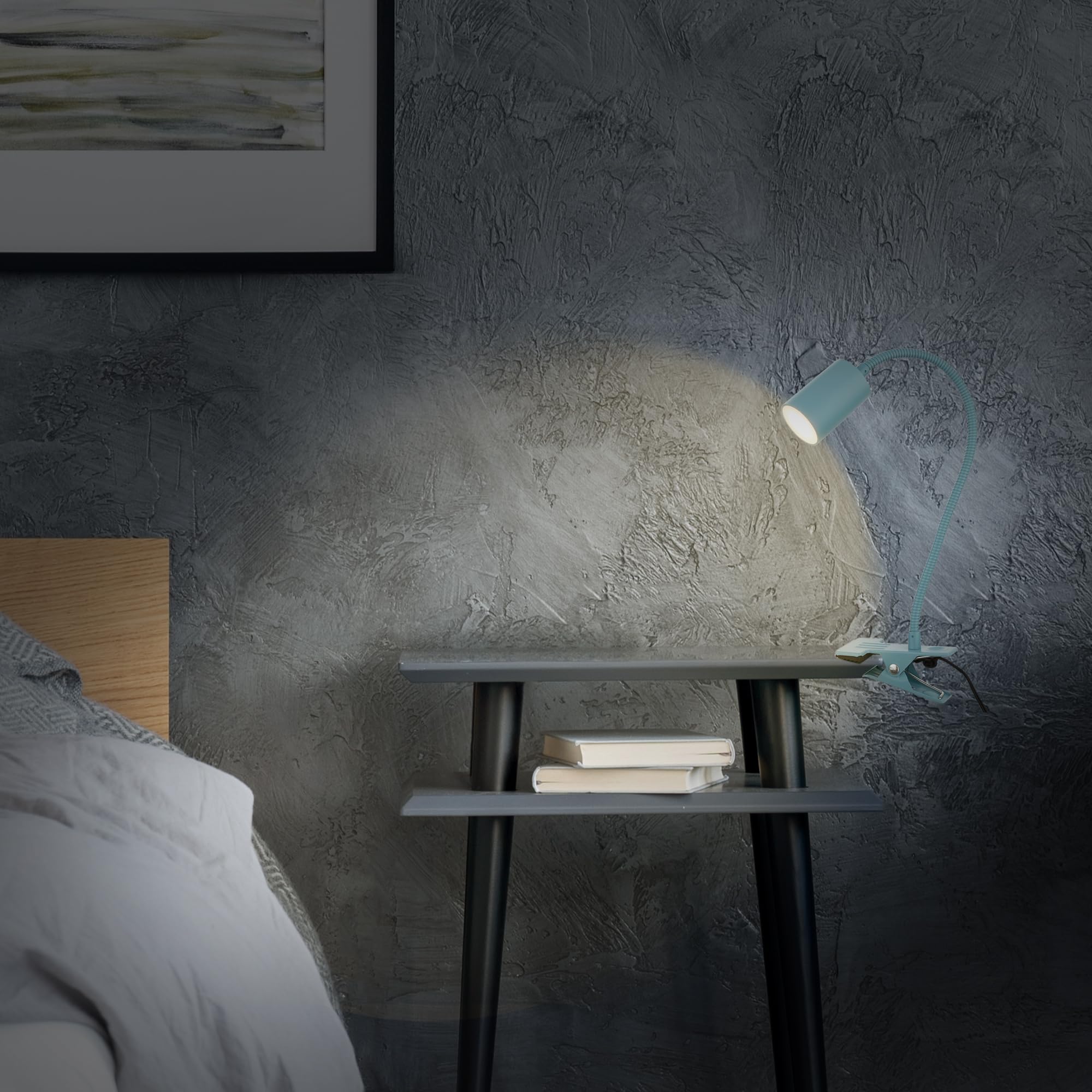 BRILONER - Lampa biurkowa LED z włącznikiem kablowym, obrotowa, ciepła barwa światła, dziecięca, do biura, zaciskowa, do czytania, nocna, 40 cm, niebieska – styl i funkcjonalność